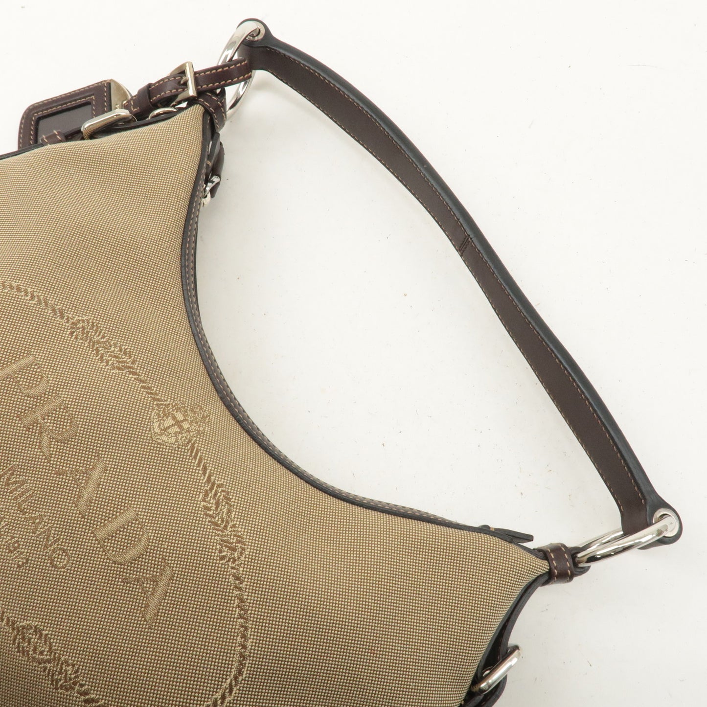 PRADA Logo Jacquard Leather Shoulder Bag