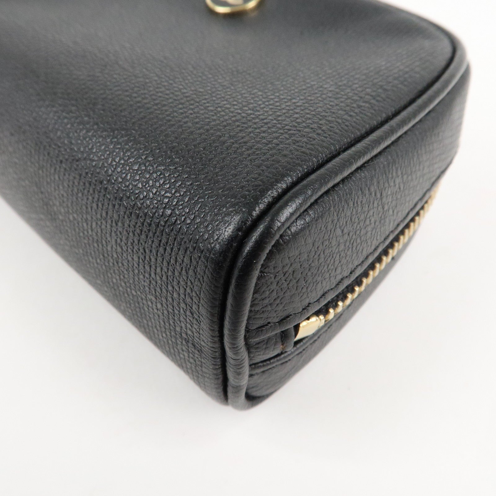 CHANEL COCO Button Leather Cosmetic Pouch Black A20912