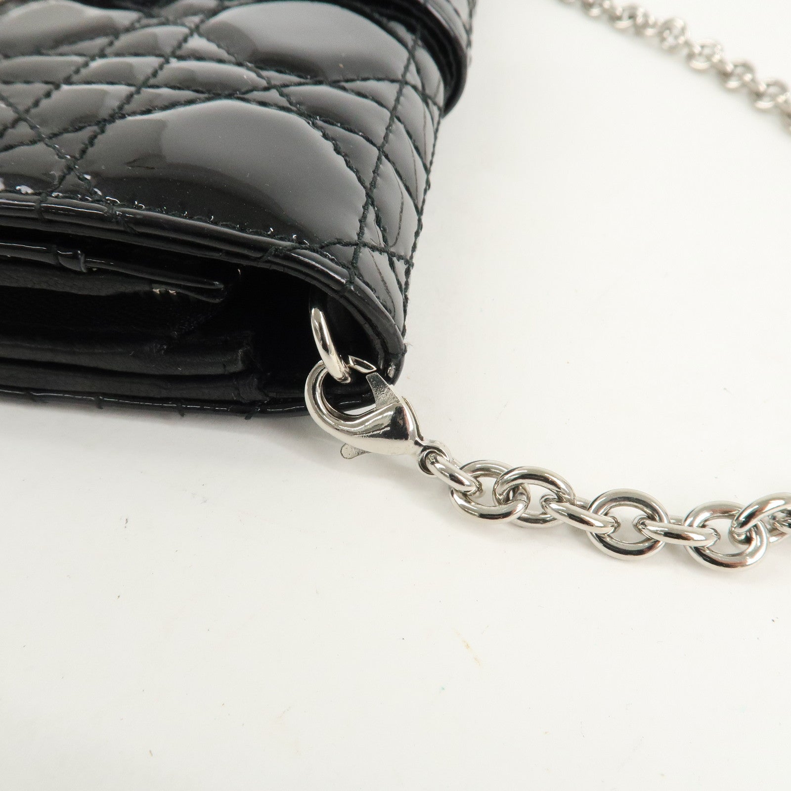 Christian Dior New Lock Cannage Patent Leather Chain Long Wallet