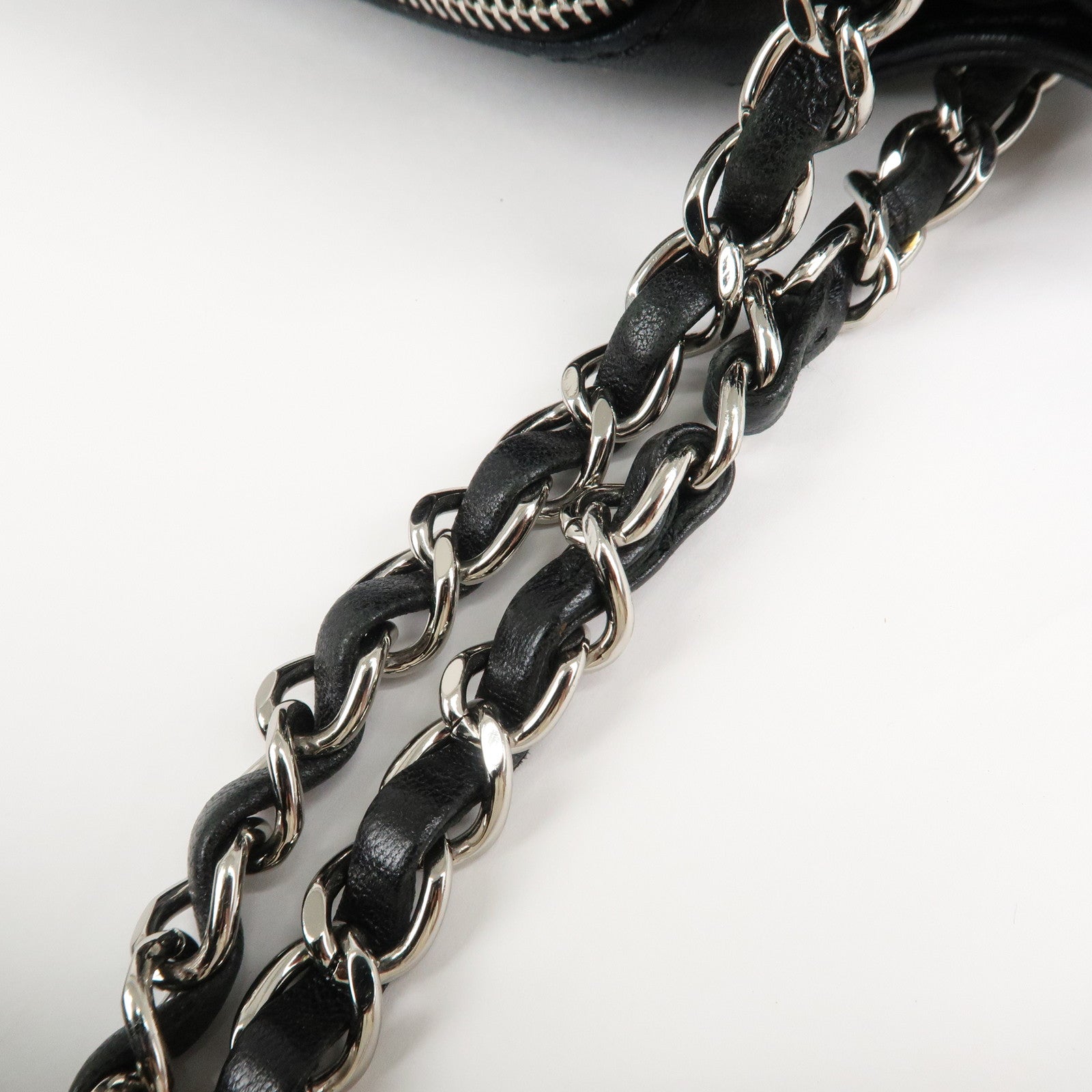 CHANEL Matelasse LambSkin Chain Shoulder Bag Black Silver Hardware