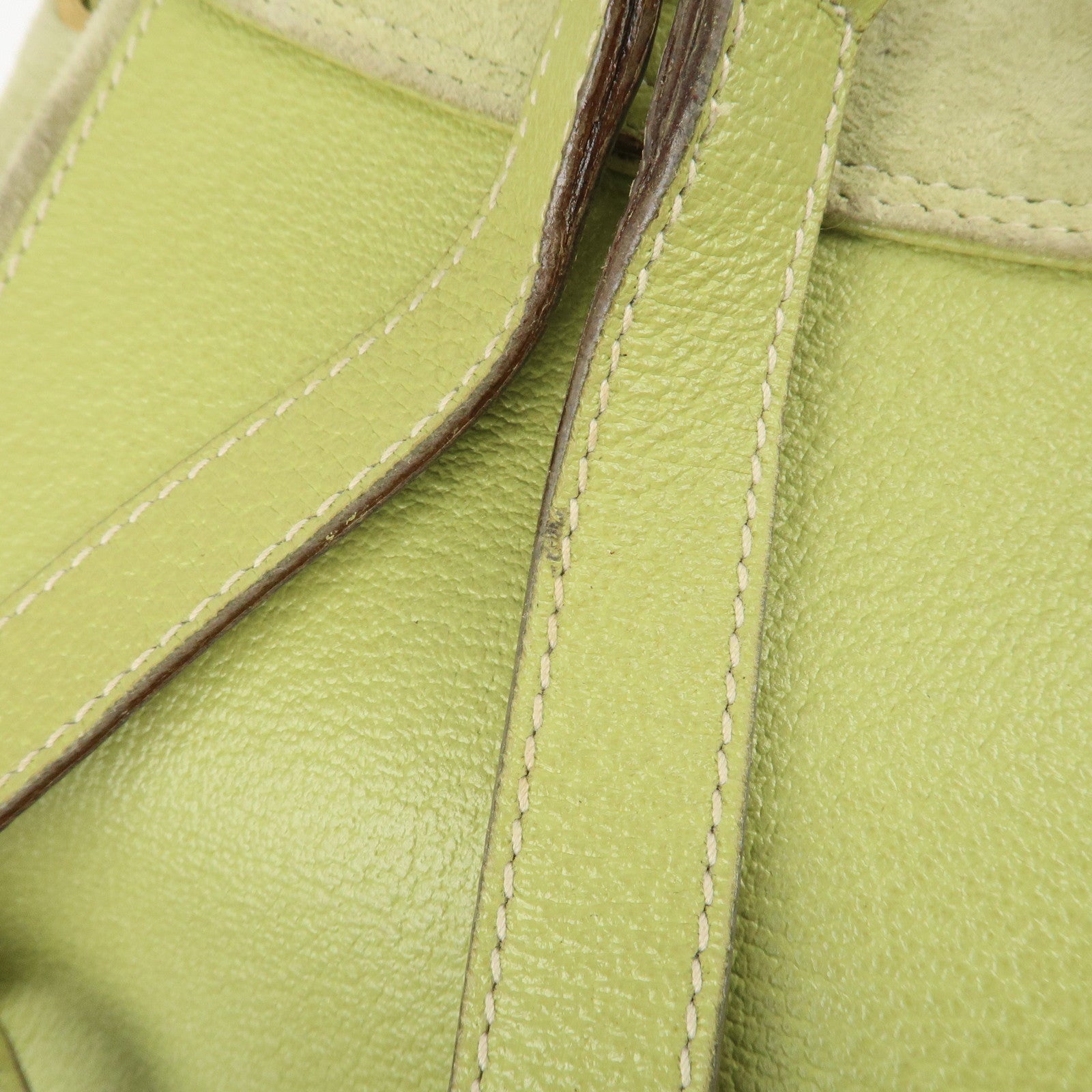 GUCCI Bamboo Suede Leather Backpack Light Green 003.1956.0030