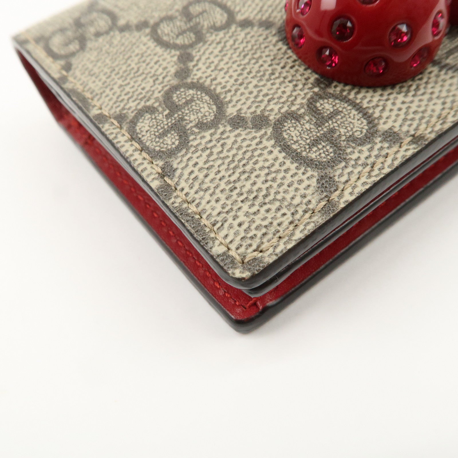 GUCCI Cherry Interlocking G GG Supreme Compact Wallet 476050 Used