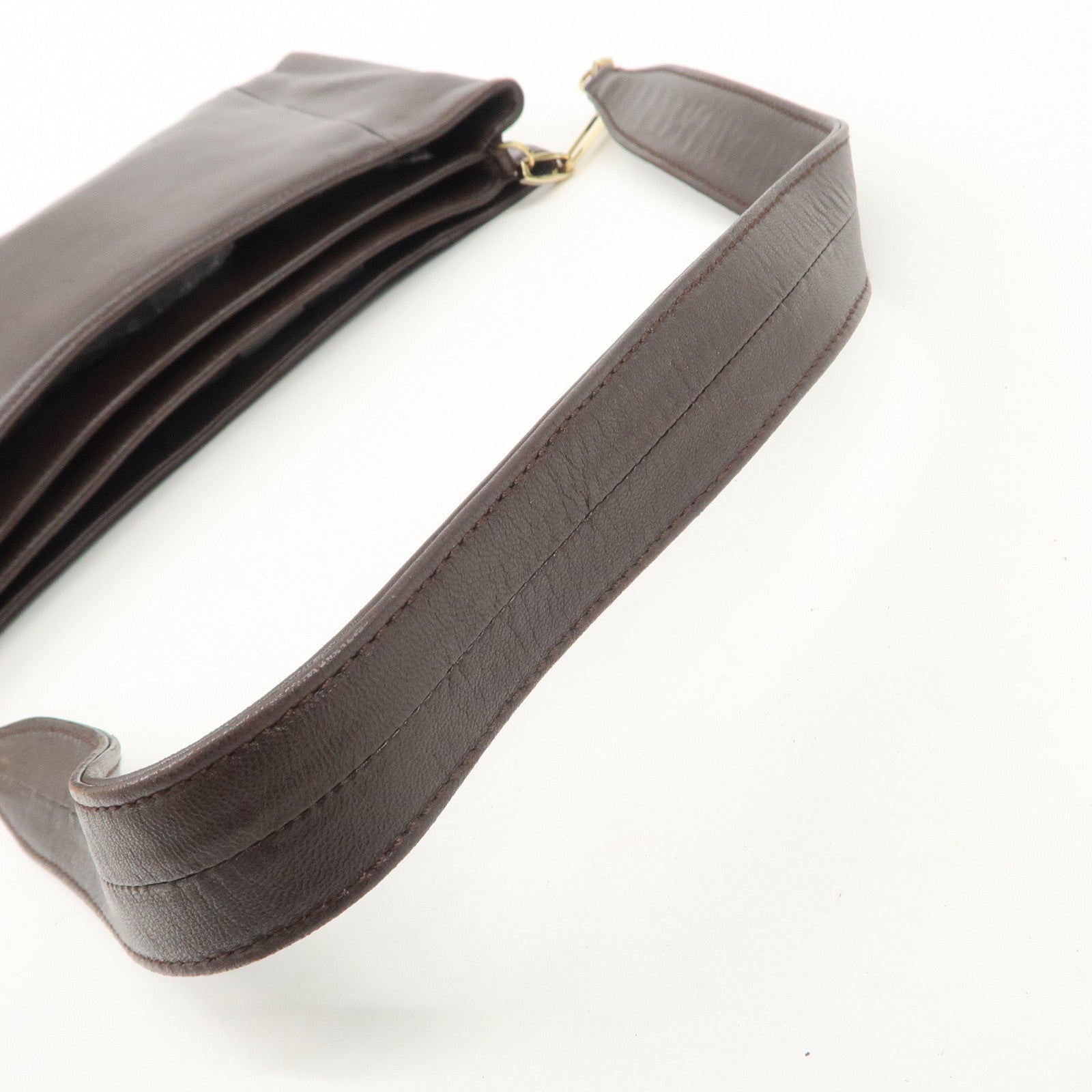 LOEWE Anagram Leather Shoulder Bag Hand Bag Gold HDW  Brown Used