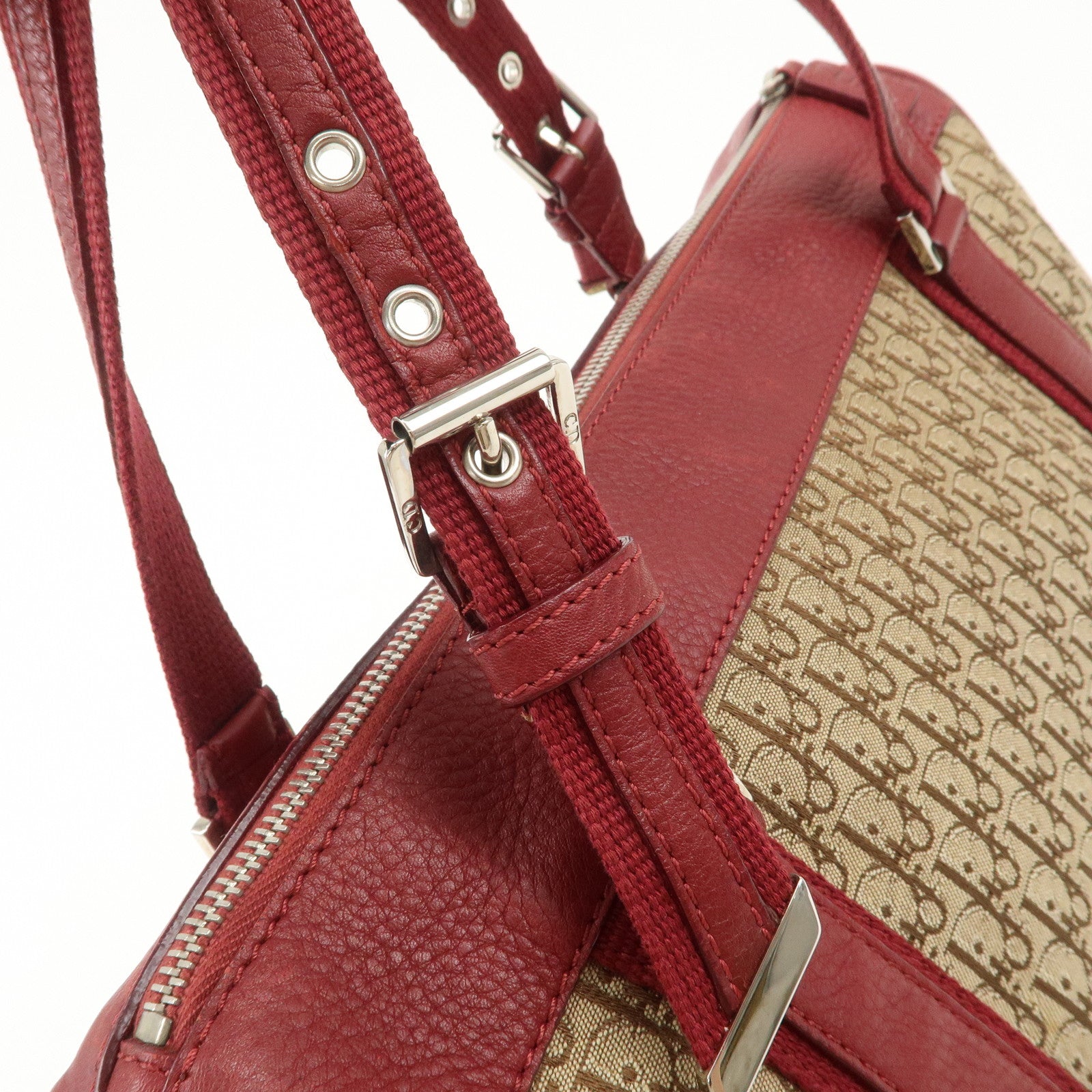 Christian Dior Street Chic Trotter Canvas  Leather Boston Bag Used