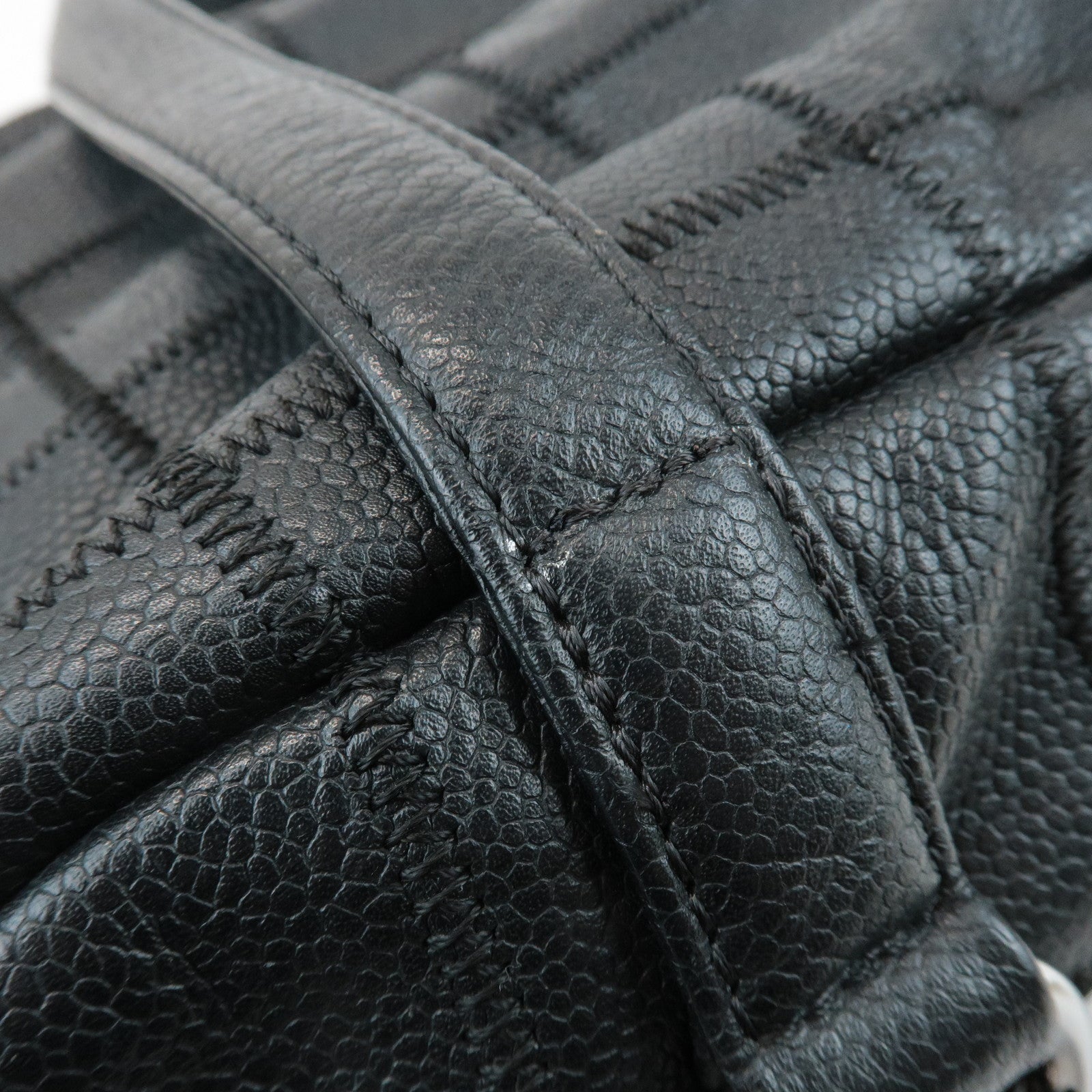 CHANEL Chocolate Bar Caviar Skin Mini Boston Bag Black A26135 Used