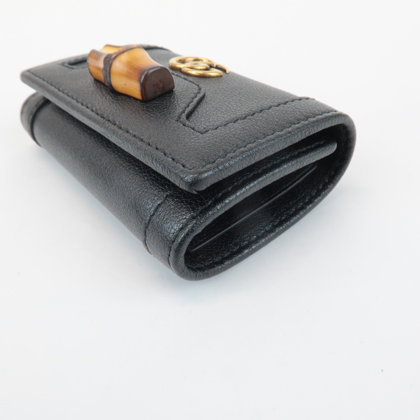 GUCCI GG Marmont Bamboo Leather 6 Rings Key Case Black 658636 Used