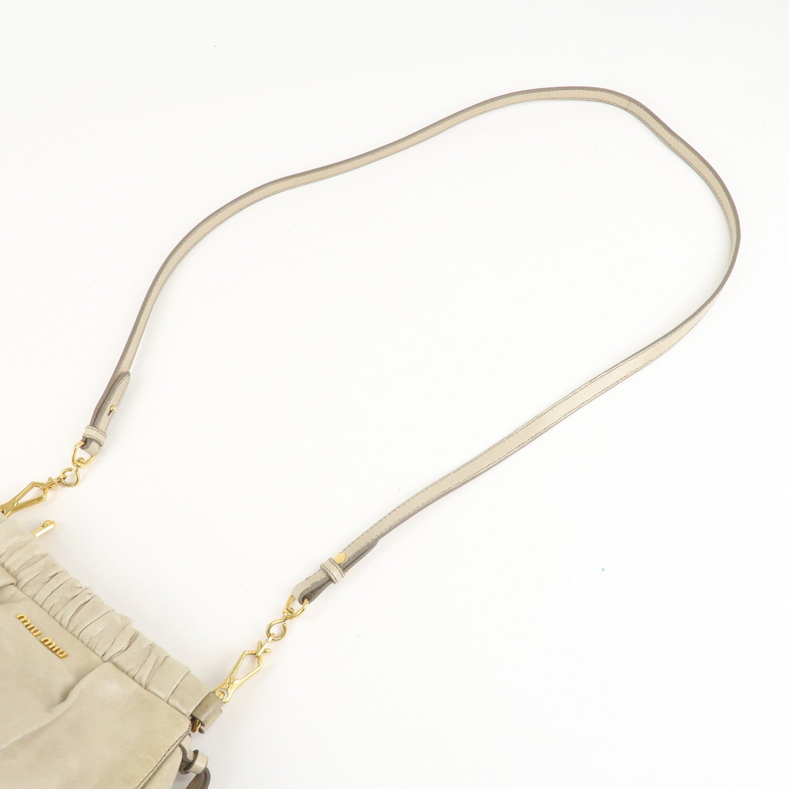 MIU MIU Leather Shoulder Bag Crossbody Bag Ivory