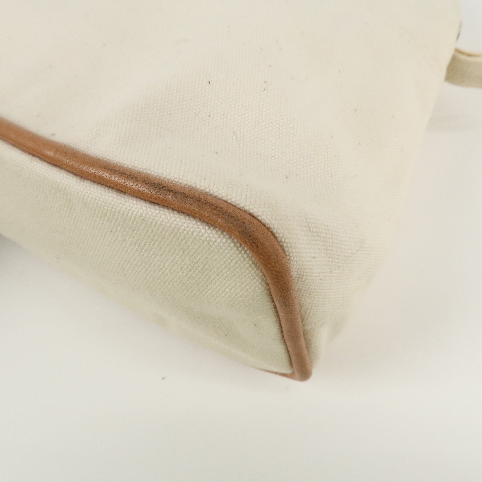 HERMES Canvas Leather Bolide Pouch MM Ivory Used