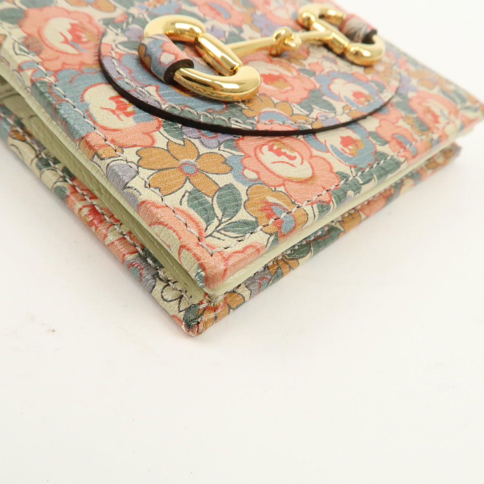 GUCCI Horsebit Leather Liberty B-ifold Wallet Flower Pint 621887