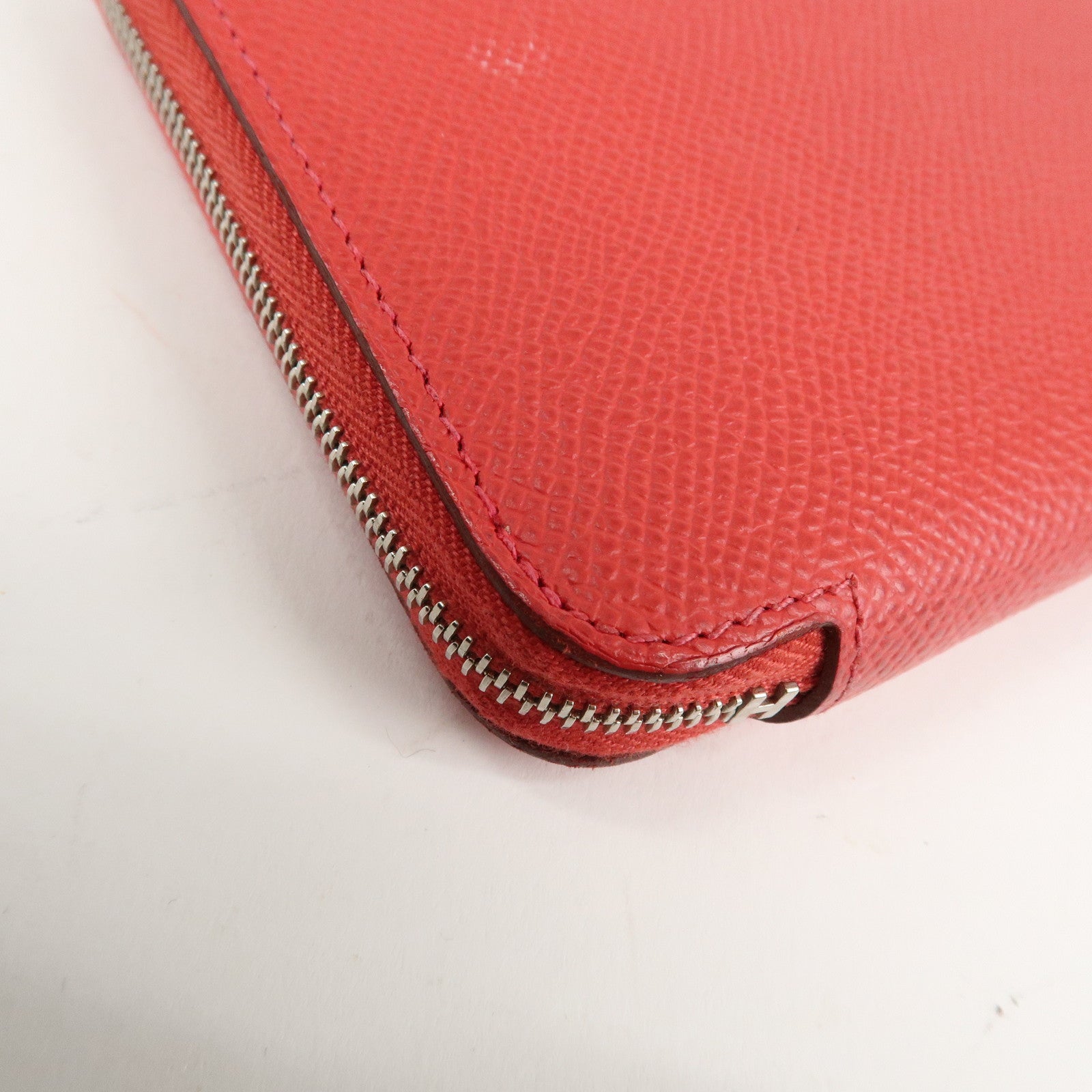 HERMES Leather Veau Epsom Azap Long Silkin Wallet Red Used