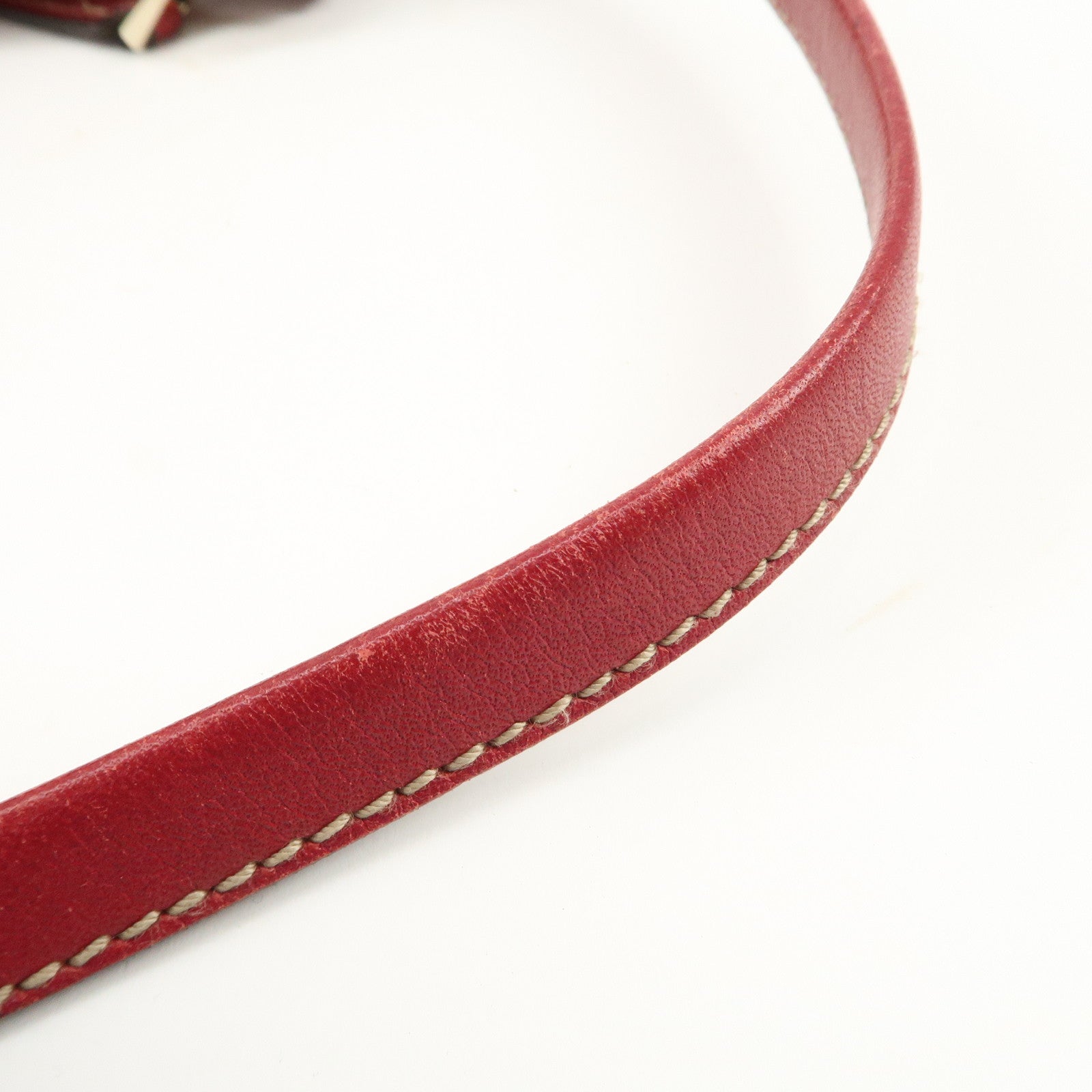 GUCCI New Brit Leather Shoulder Bag Red 182491 Used