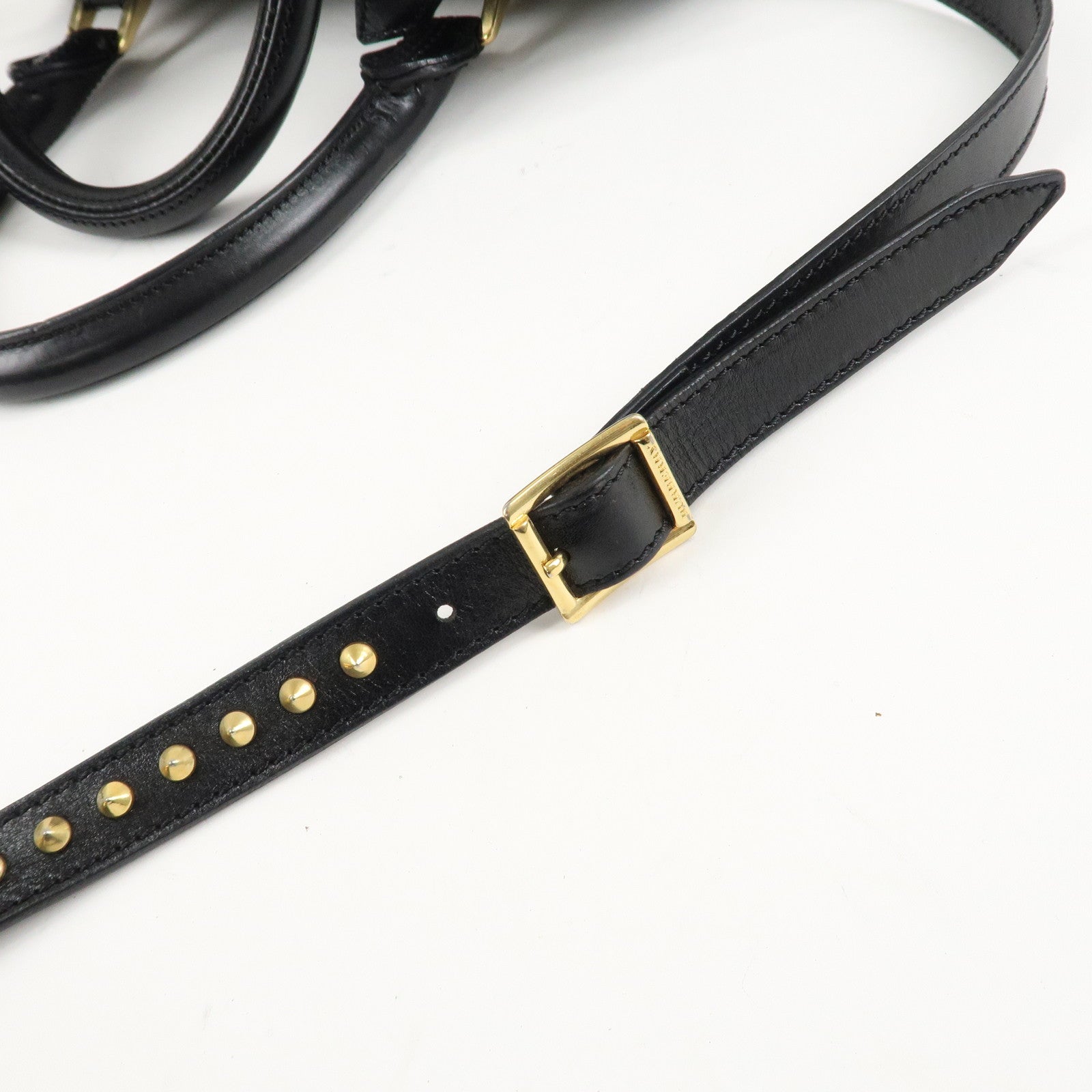 BURBERRY Leather 2Way Shoulder Bag Crossbody Bag Studs Black Used