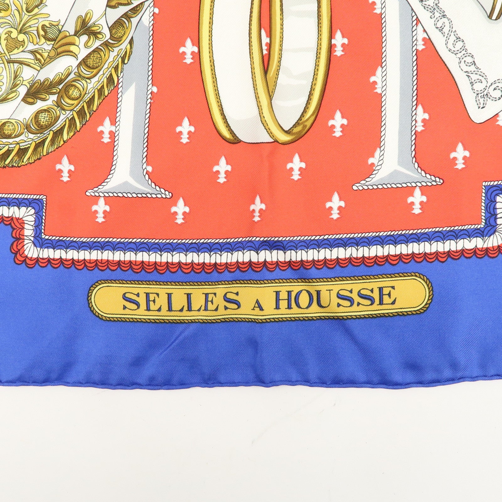 HERMES Carre 90 Silk 100% Scarf Selles A Housse Belt Print Used