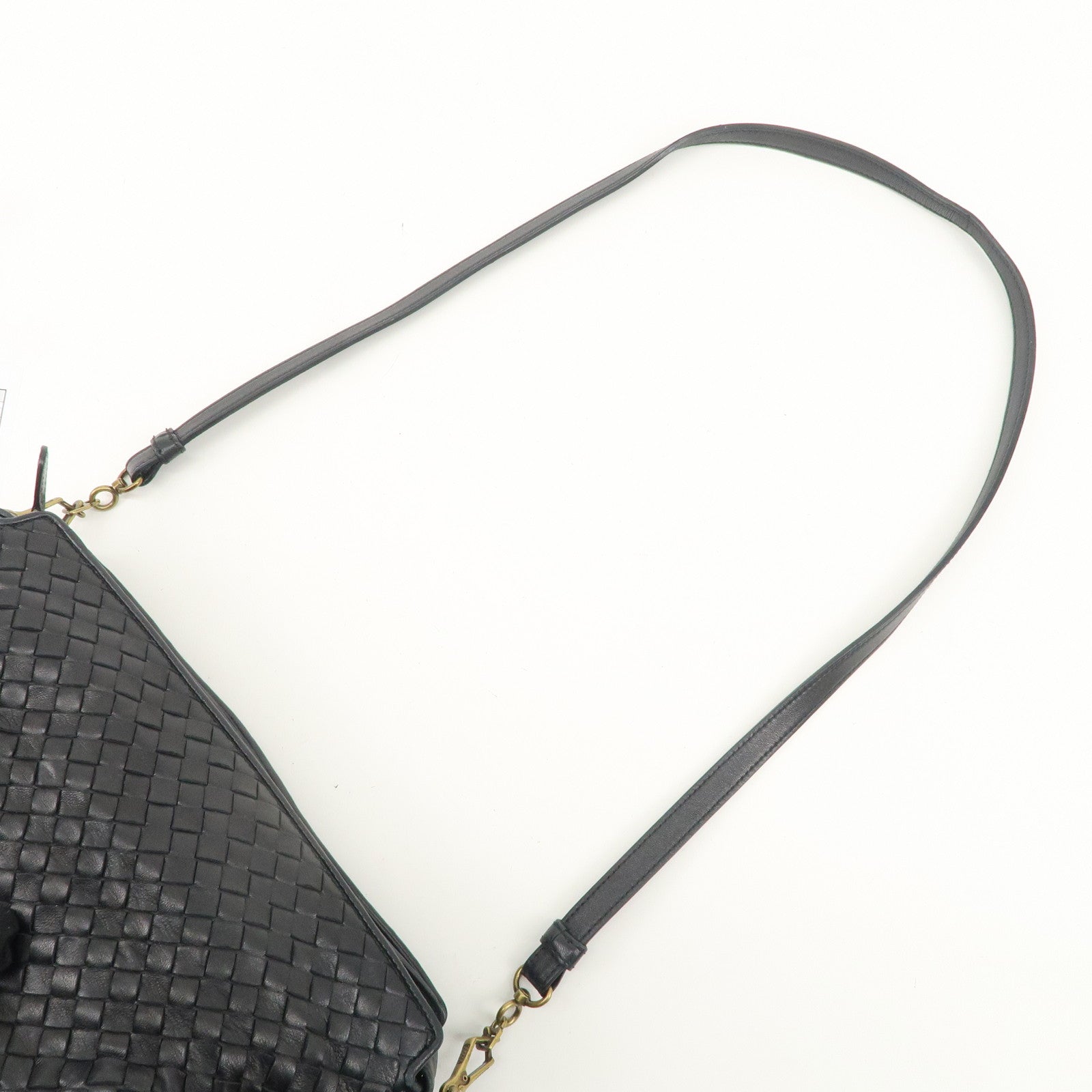 BOTTEGA VENETA Intrecciato Leather Shoulder Bag Black 192661