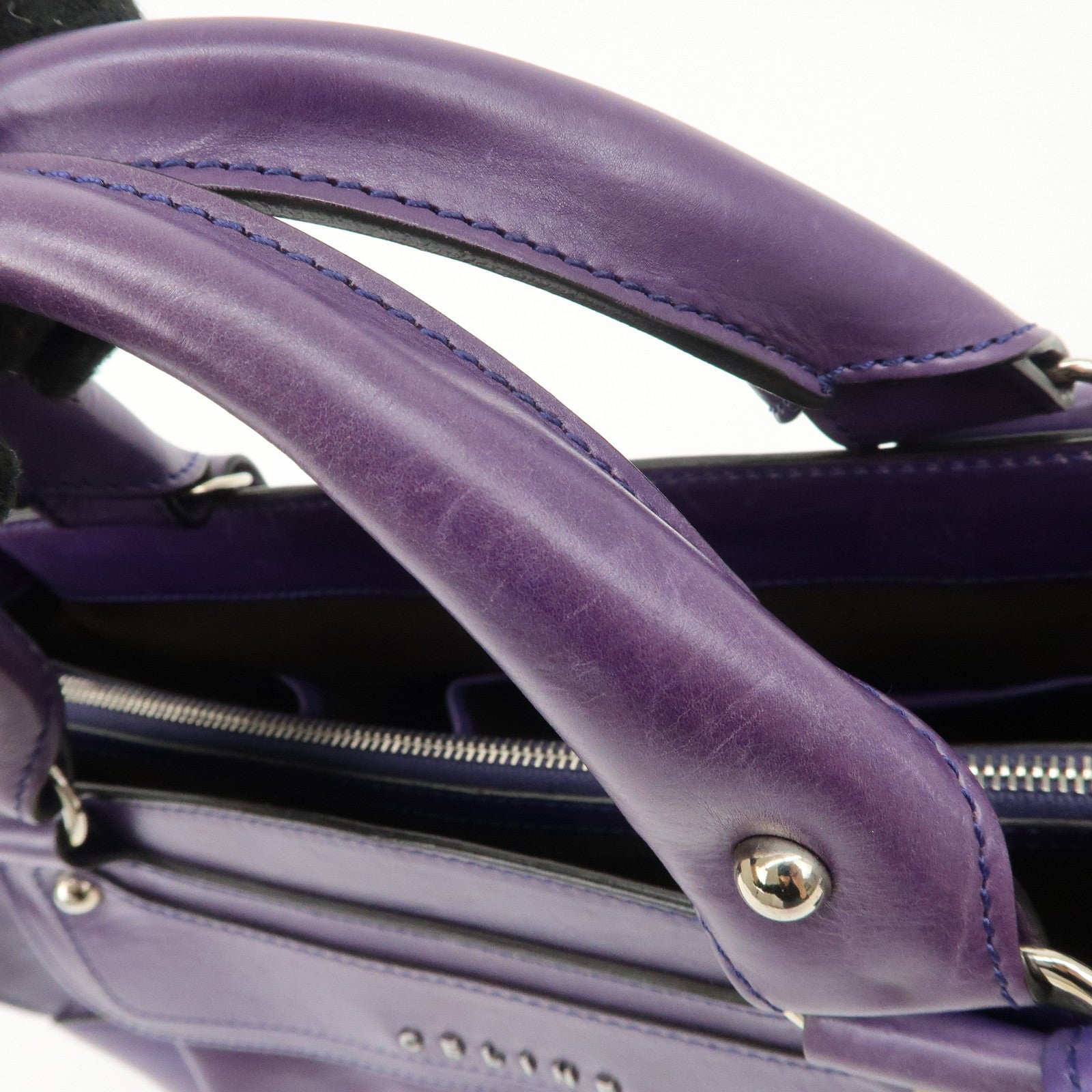CELINE Leather Boogie Bag Hand Bag Purple Used