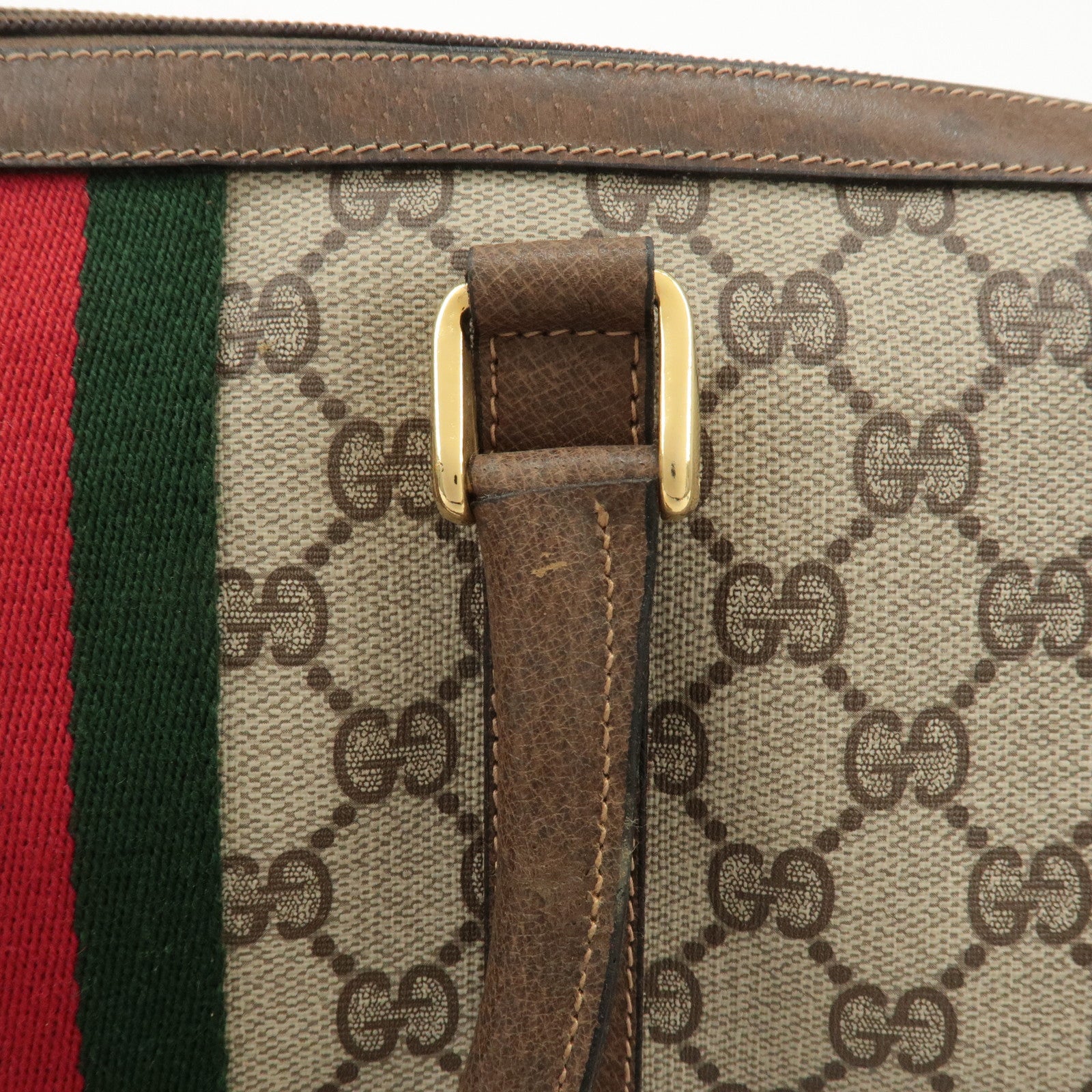 GUCCI Old Gucci Sherry GG Plus Leather Boston Bag 58.02.007