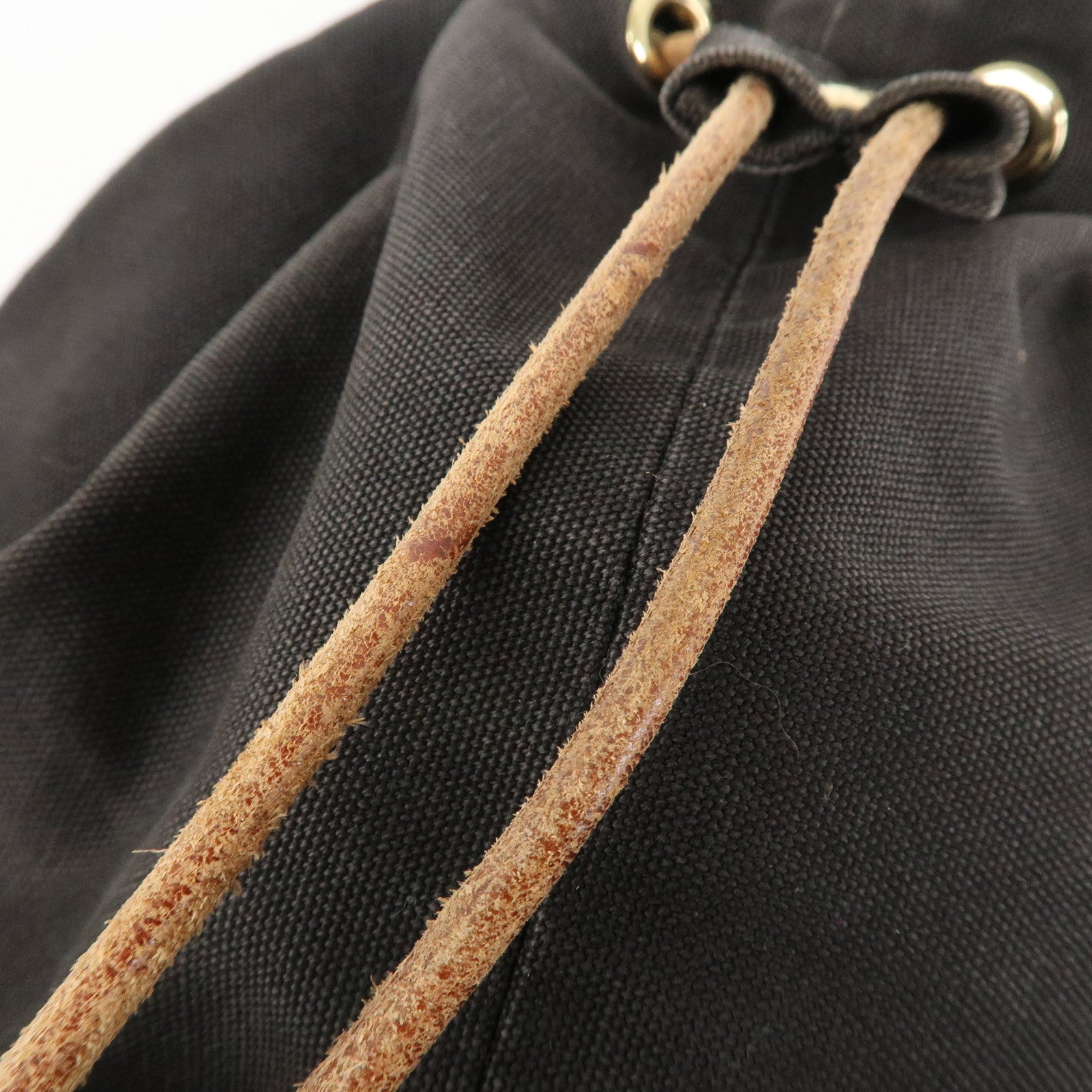 HERMES Cotton Canvas Leather  Polochon Mimile PM Black Used