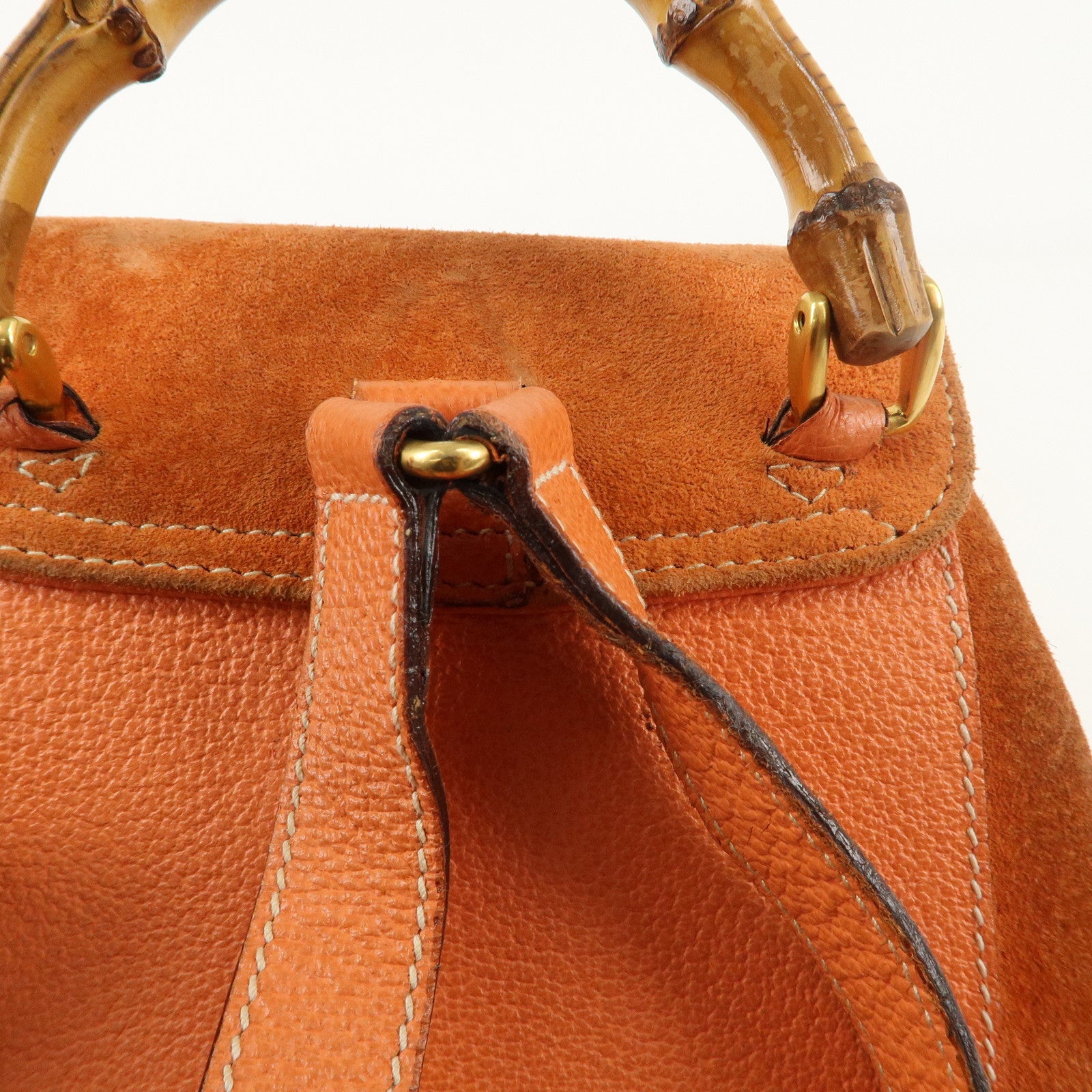 GUCCI Bamboo Suede Ruck Sack Back Pack Orange 003.3444.0030