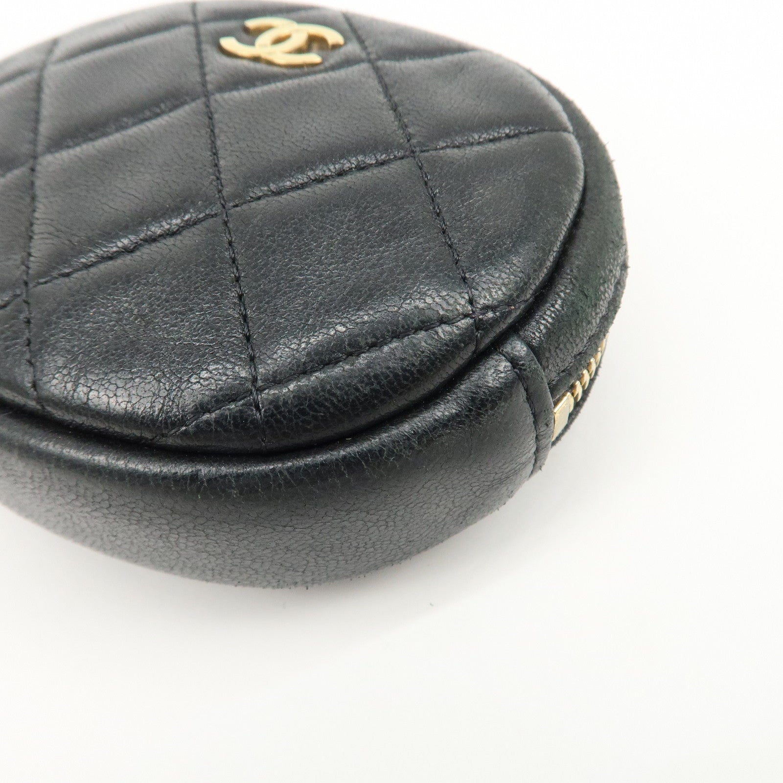 CHANEL Matelasse Lamb Skin COCO Mark Coin Case Black