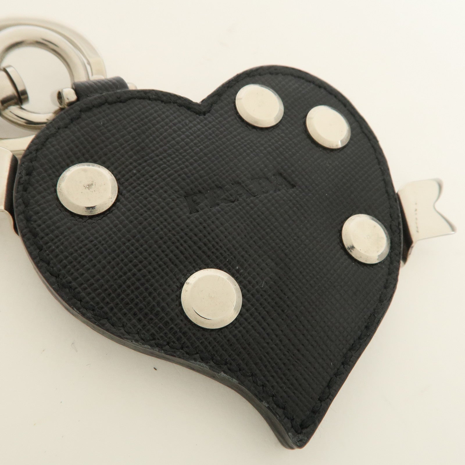 PRADA Set of 2 Metal Leather Key Chain Key Charm 1PP047 2AR237 Used