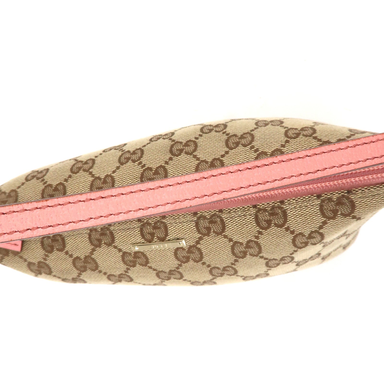 GUCCI GG Canvas Leather Pouch Beige Pink 7198