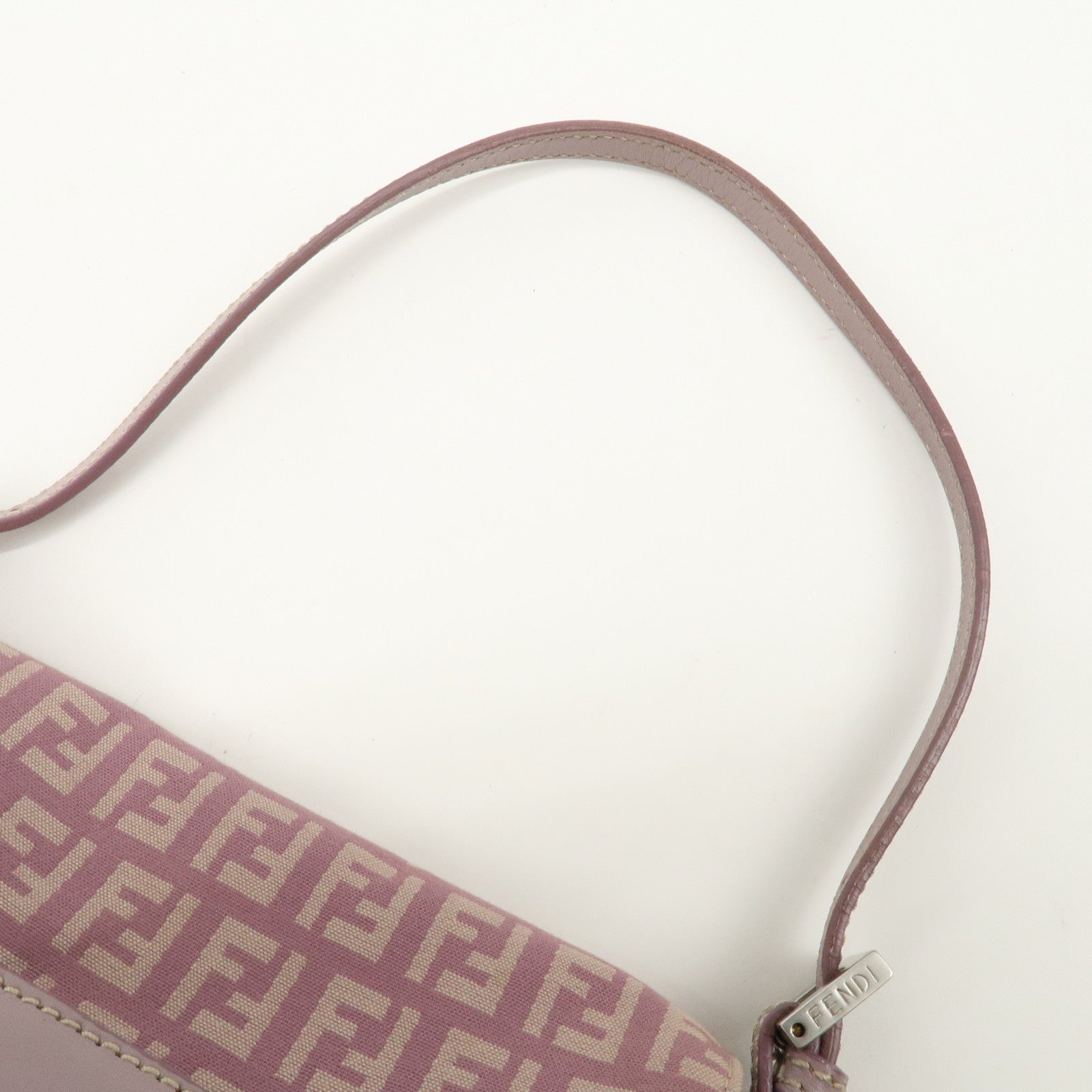 FENDI Zucchino Canvas Leather Mini Mamma Baguette Purple 8BR180