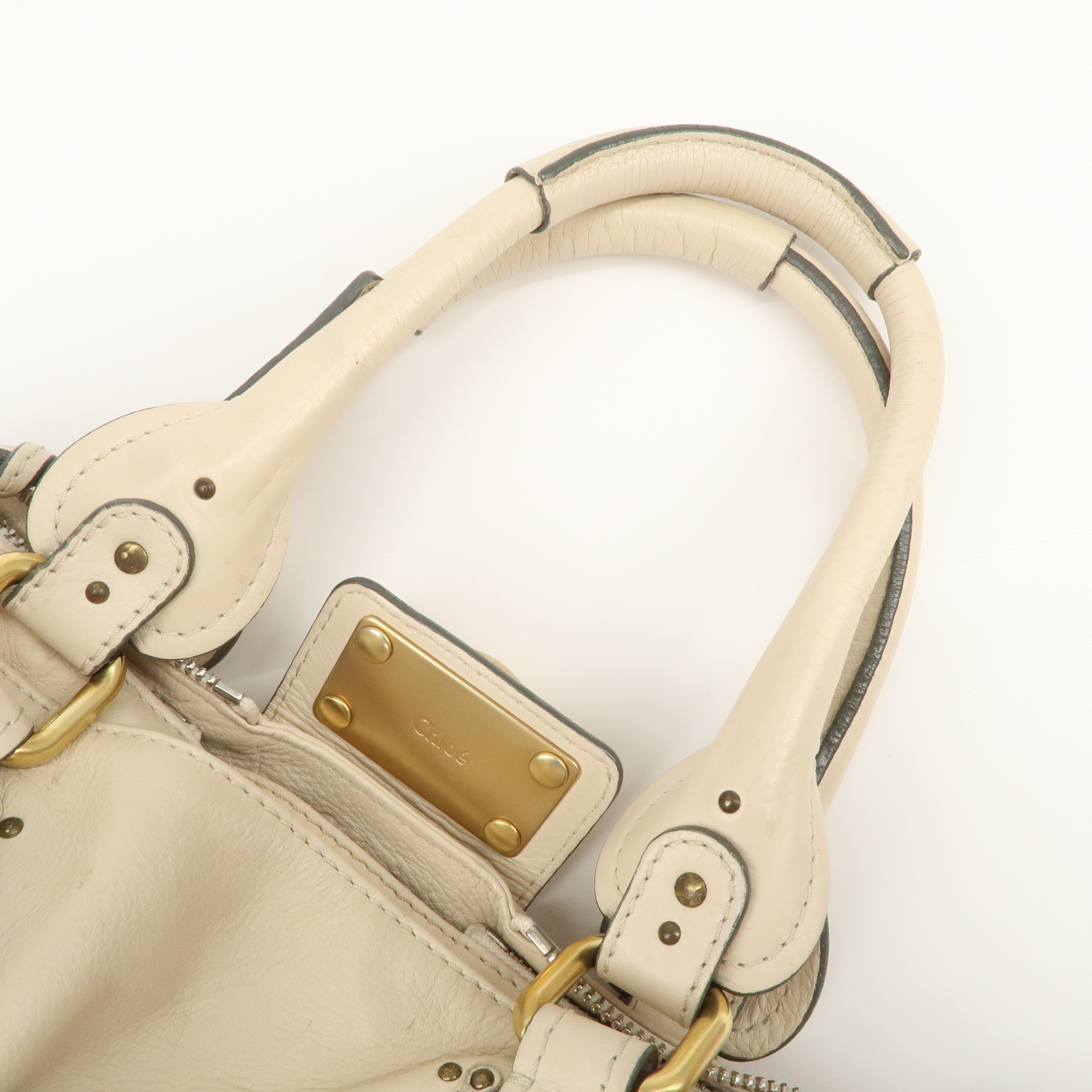 Chloe Paddington Leather Shoulder Bag Hand Bag Ivory