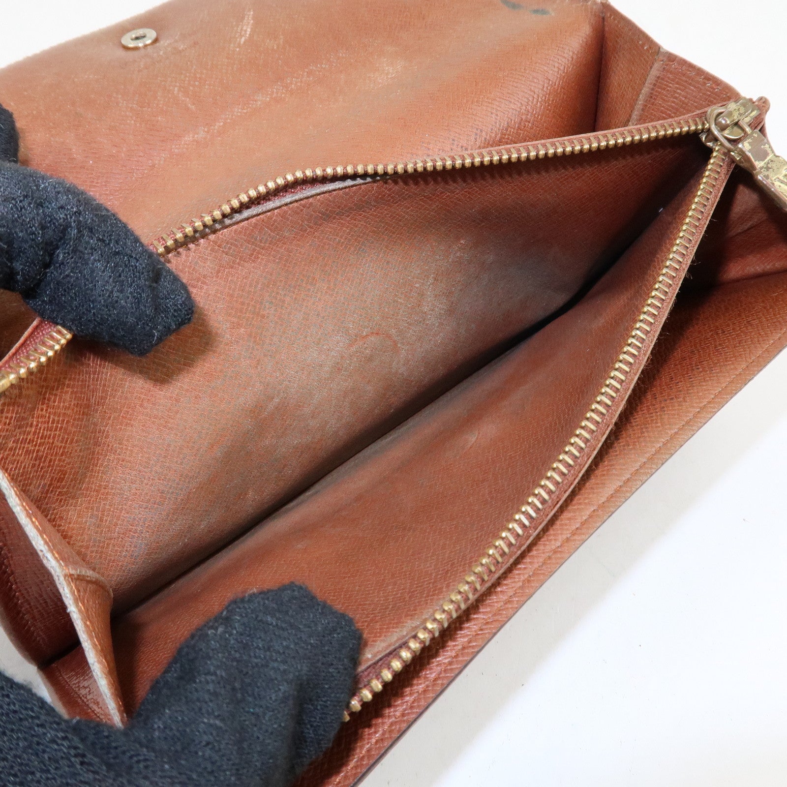 Louis Vuitton Monogram Set of 2 Long Wallet Brown M61723 Used