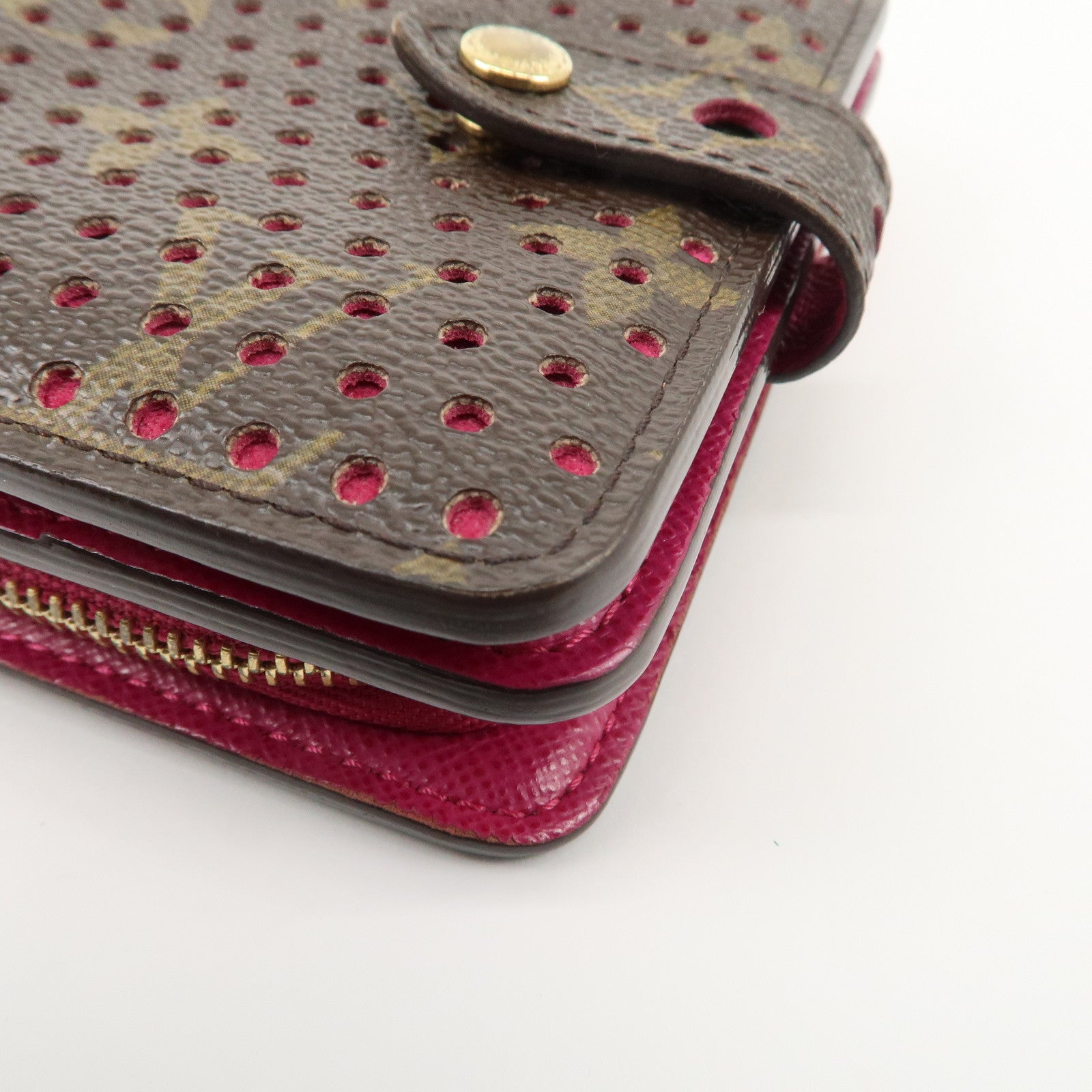 Louis Vuitton Monogram Perfor Compact Zip Wallet Fuchsia M95188