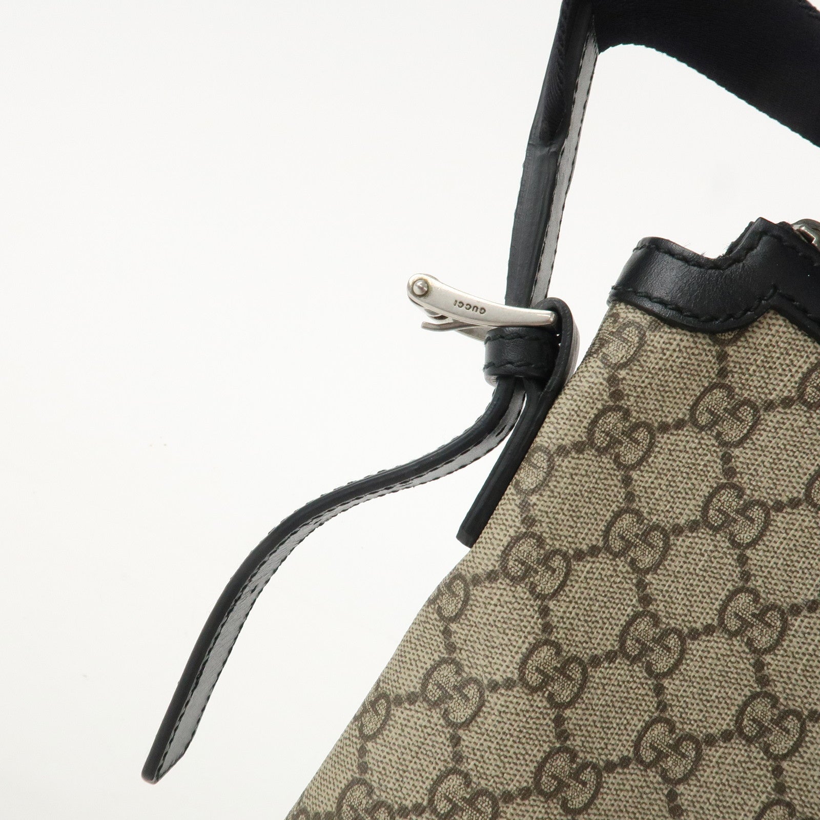 GUCCI Sherry GG Canvas Leather Shoulder Bag Beige Black 387111 Used