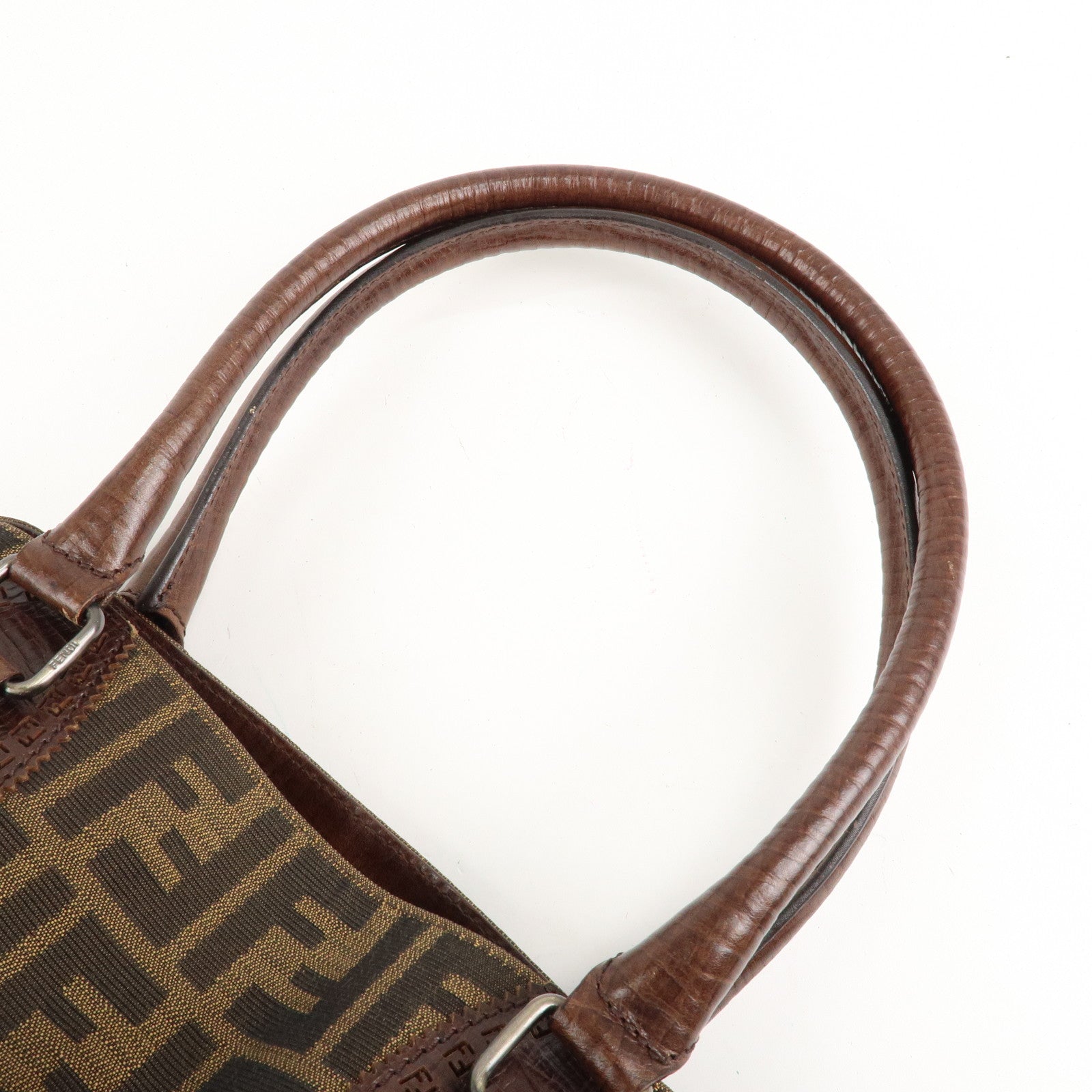 FENDI Ethnico Zucca Canvas Leather Shoulder Bag Brown 8BN162