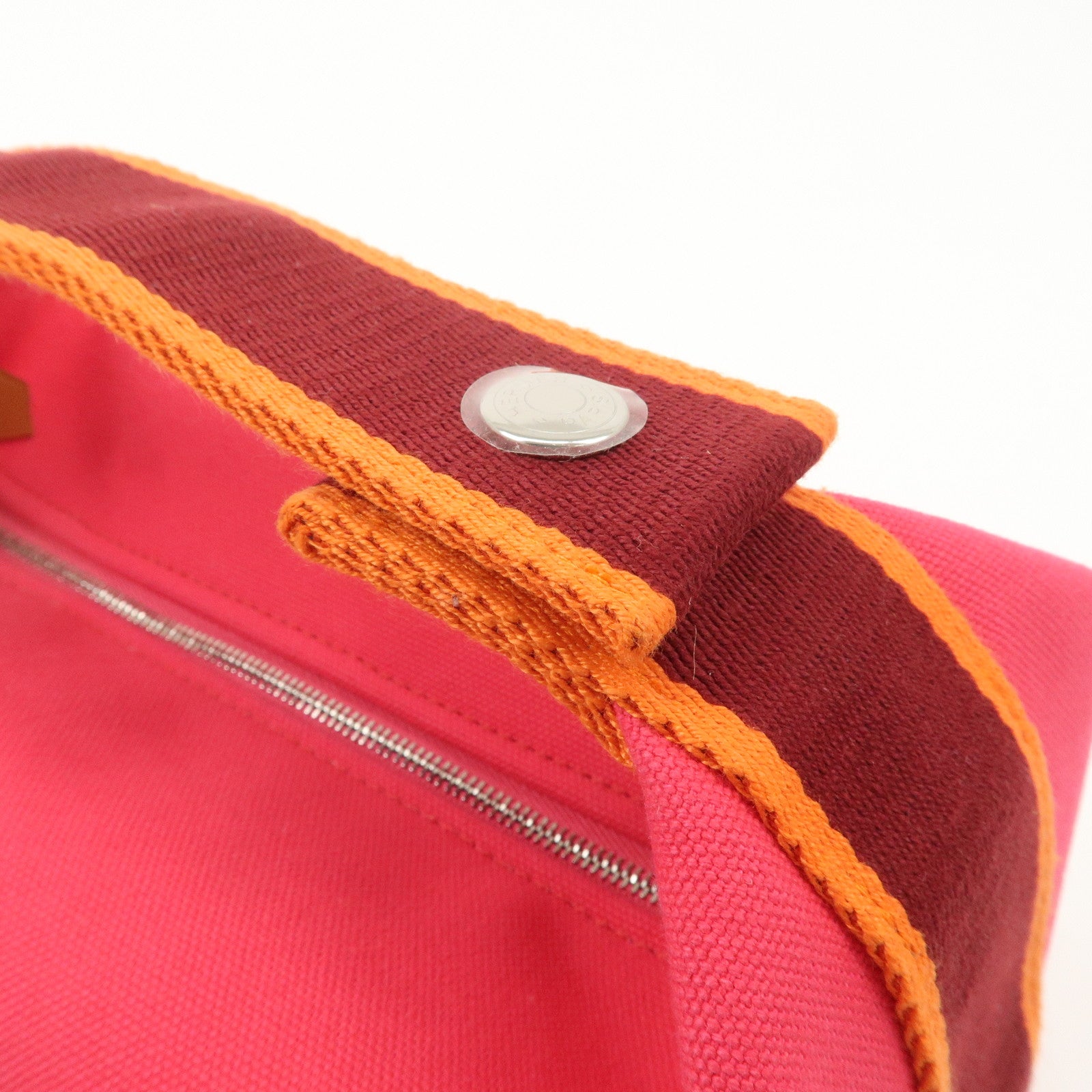 HERMES Canvas Bride A Brac PM Hand Bag Pink Bordeaux Orange Used