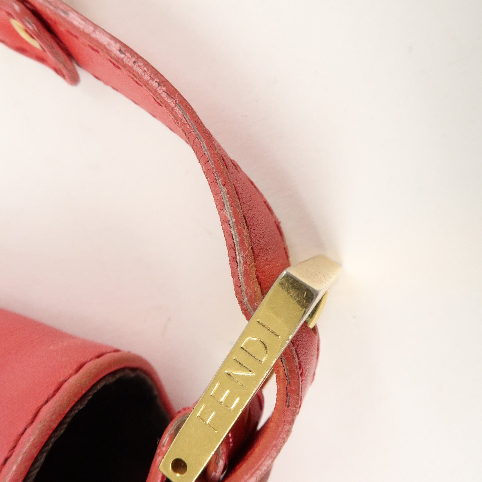 FENDI Big Mamma Baguette Leather Chain Shoulder Bag Pink 8BR638 Used