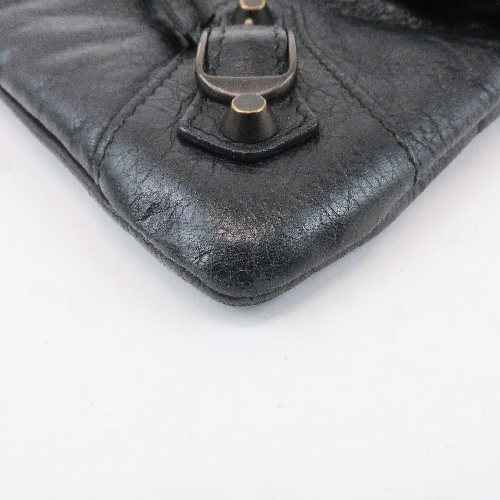 BALENCIAGA Leather Classic Envelope Clutch Bag Black 224915