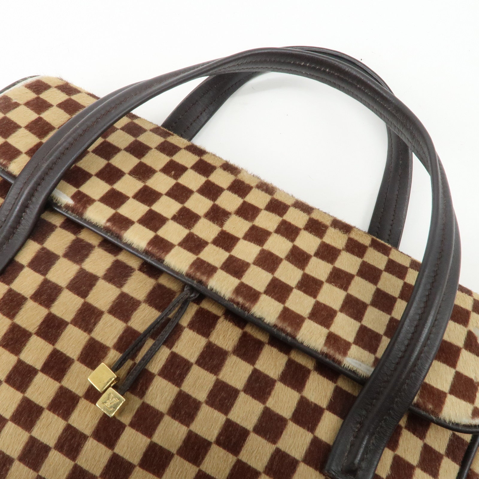 Louis Vuitton Damier Sauvage Lion Hand Bag Beige Brown M92131