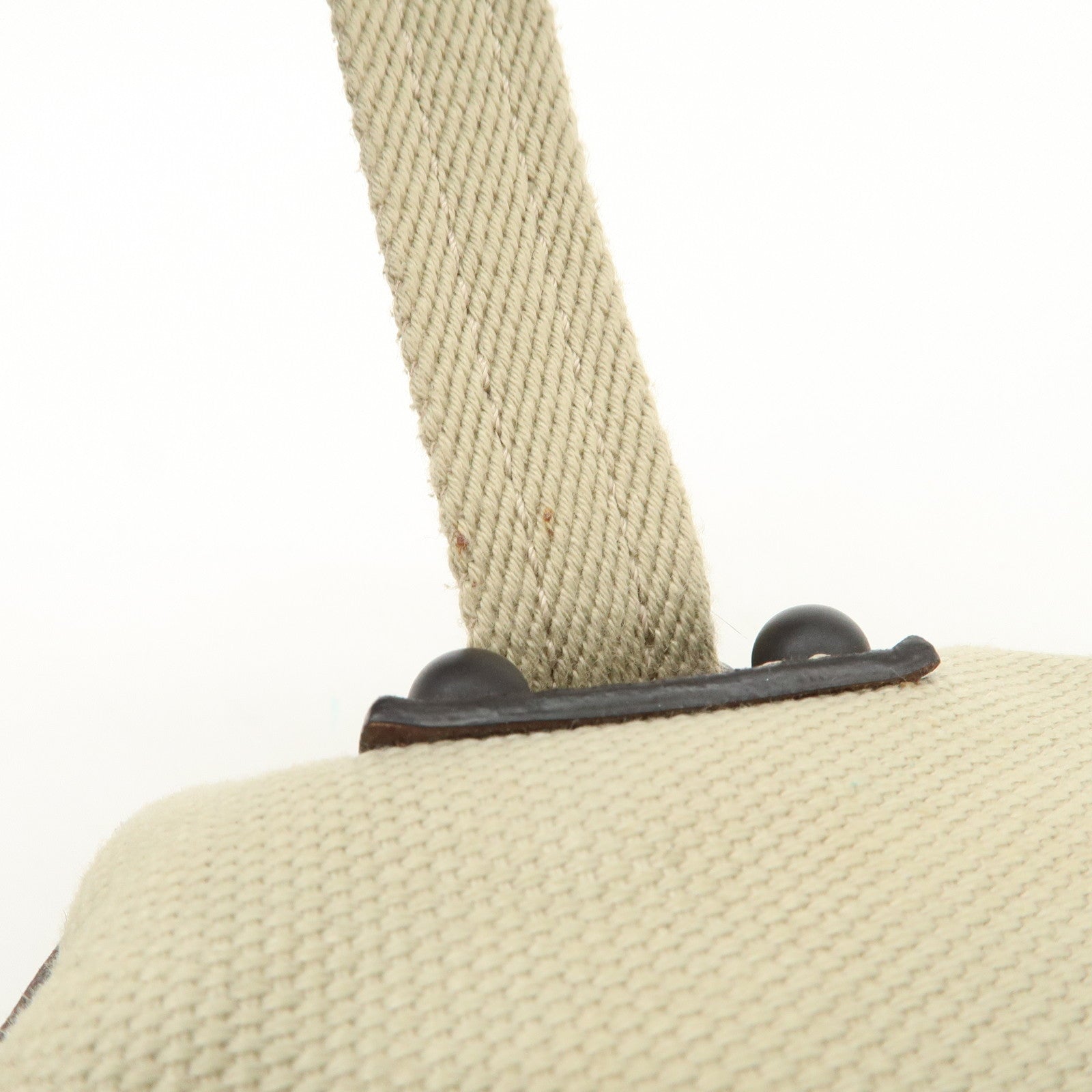 LOEWE Anagram Canvas Leather Mini Boston Bag Ivory Dark Brown Used