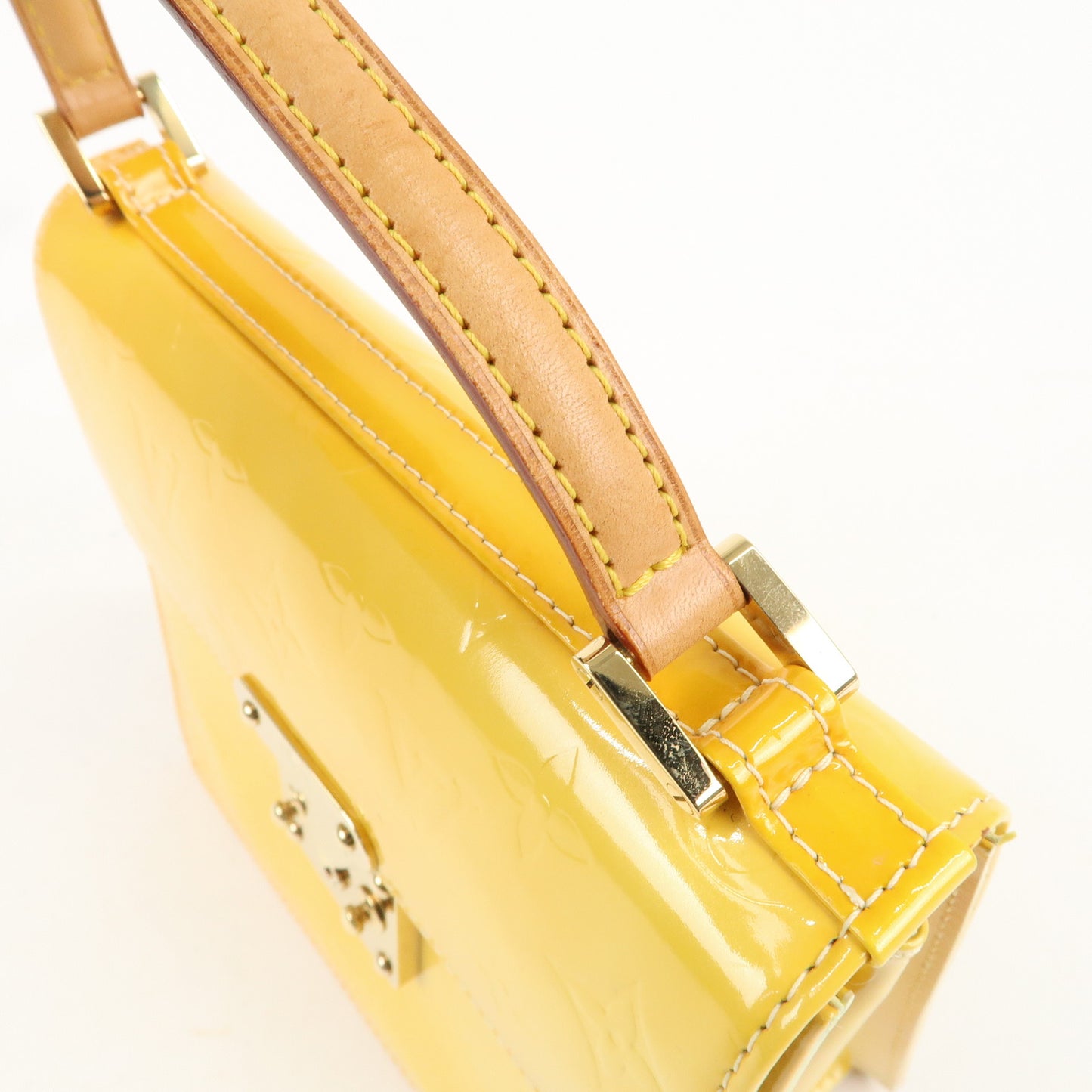 Louis Vuitton Vernis Spring Street Hand Bag Lime Yellow M91068