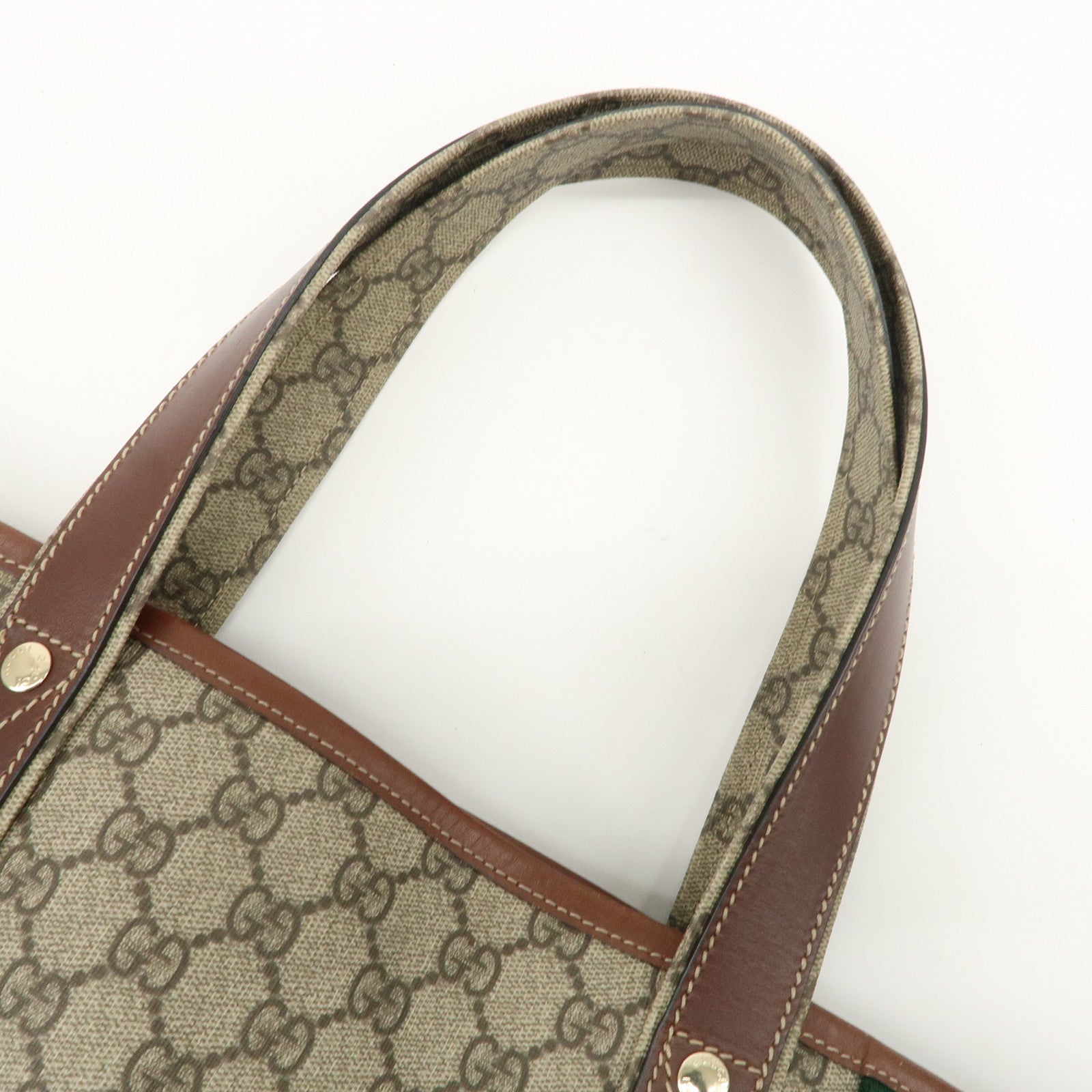 GUCCI GG Plus Leather Tote Bag Shoulder Bag Beige Brown 211134