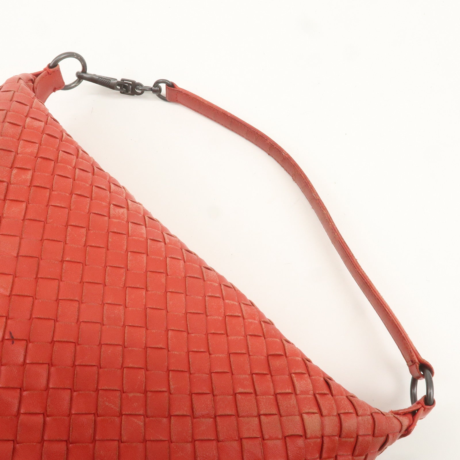 BOTTEGA VENETA Intrecciato Leather Shoulder Bag Red 239988