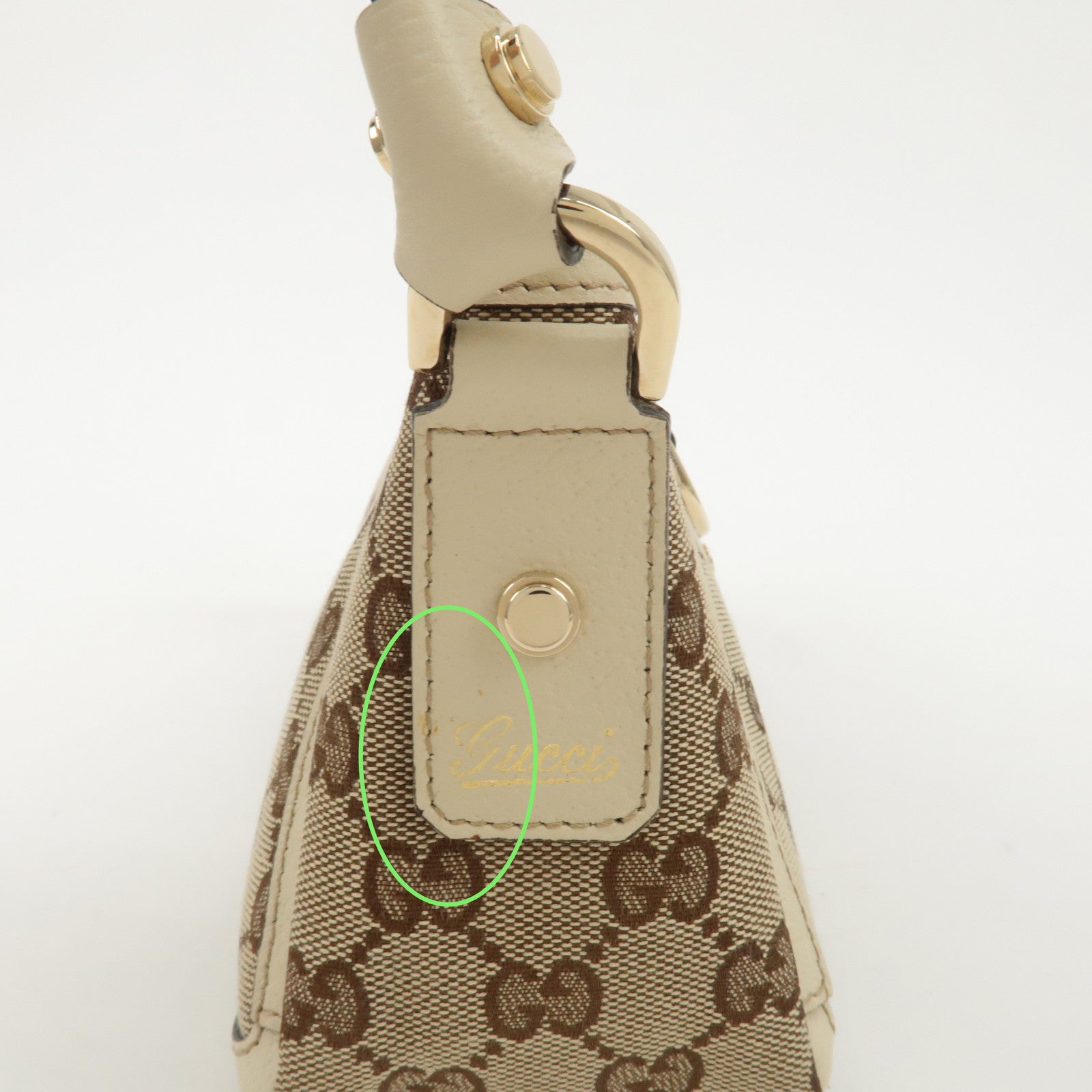 GUCCI Abbey GG Canvas Leather Shoulder Bag Beige Ivory 130939