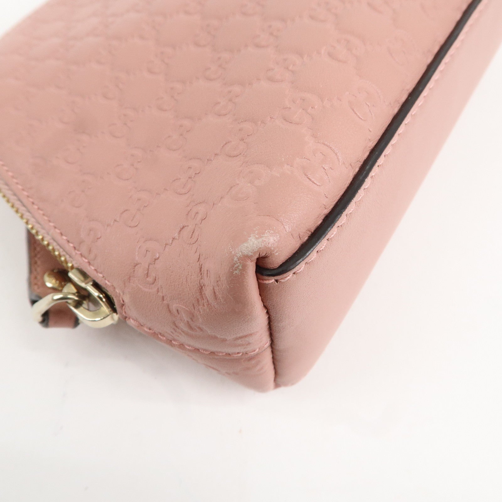 GUCCI Micro Guccissima Leather Cosmetic Pouch Pink 449893