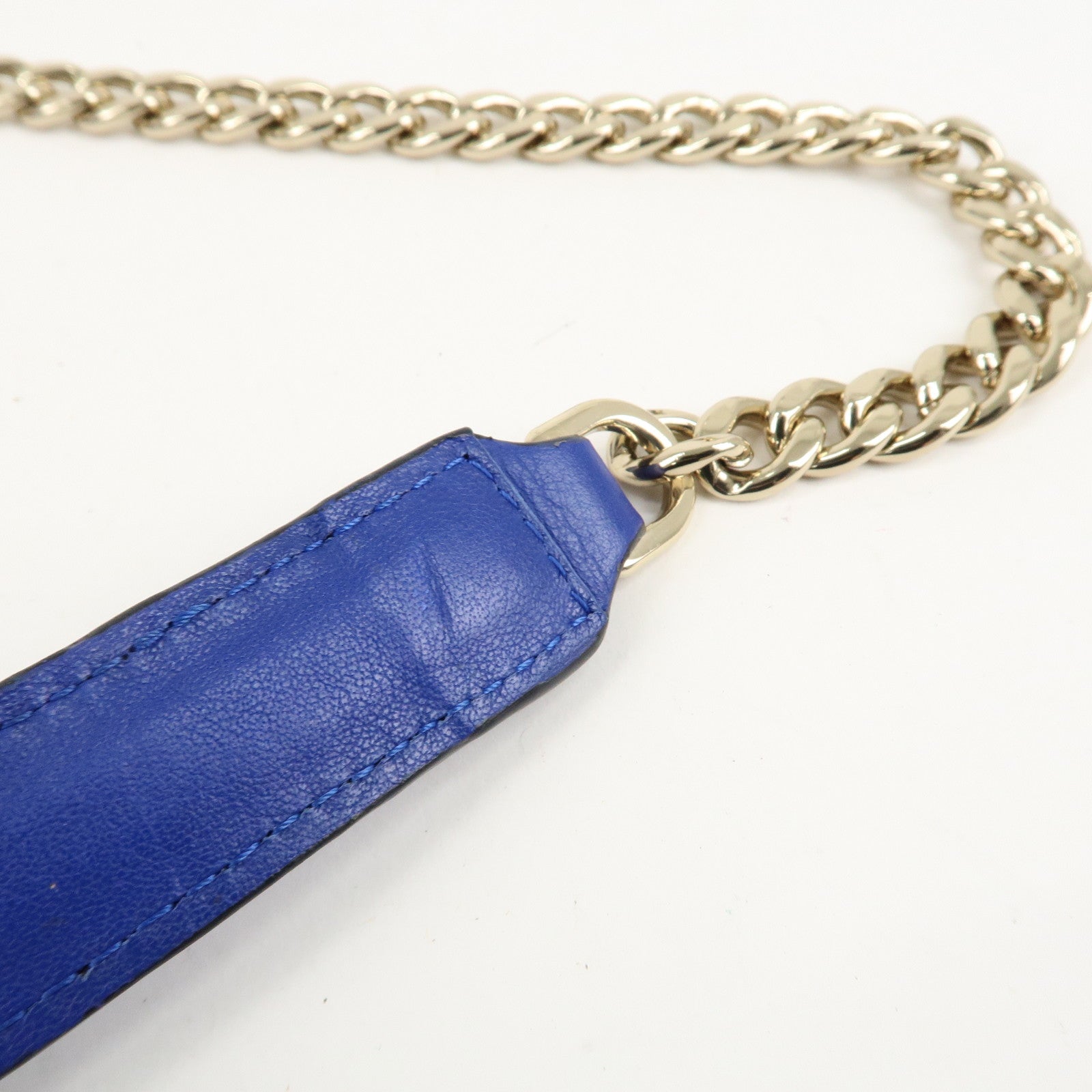 LOEWE Repeat Anagram Chain Shoulder Bag Blue Gold Hardware