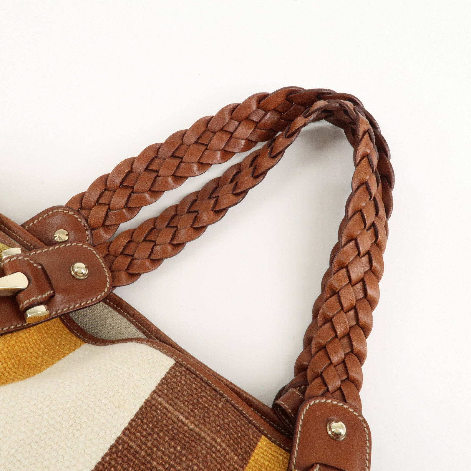 GUCCI Horsebit Canvas Leather Hand Bag Tote Bag 137621 Used