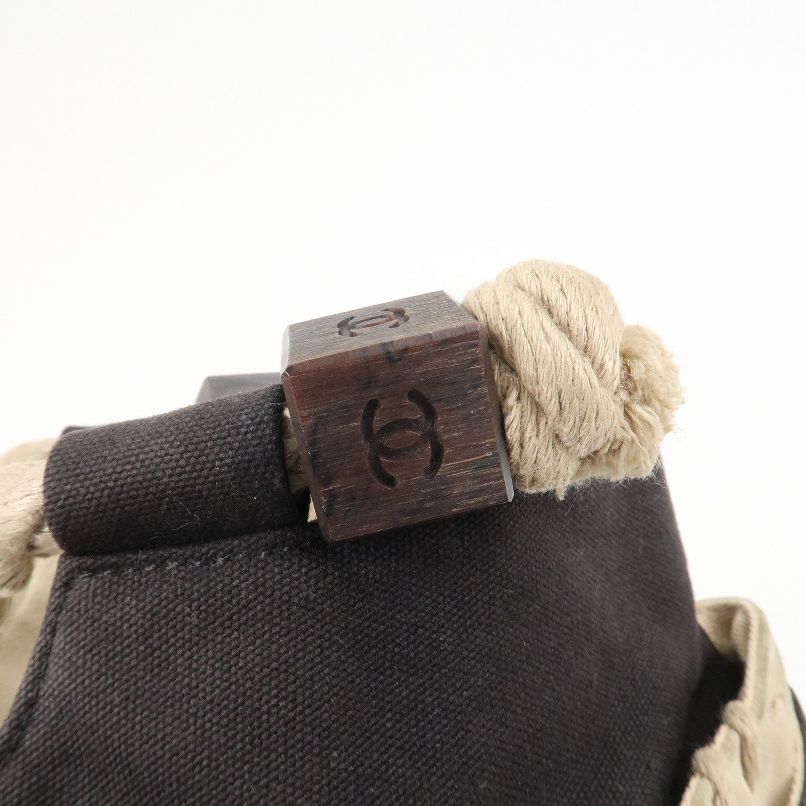 CHANEL COCO Mark Camellia Canvas Suede Tote Bag Black A21385 Used