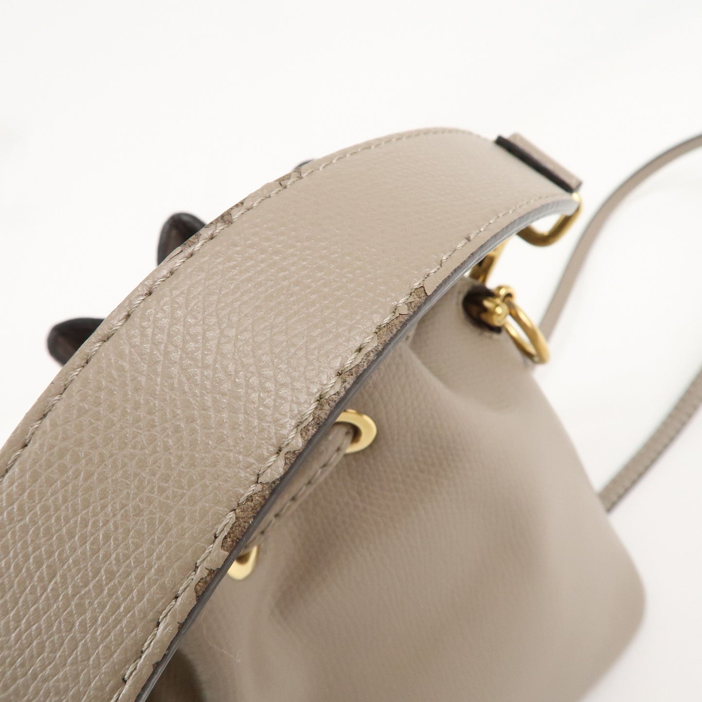FENDI Montresor Mini 2 Way Leather Bag Greige 8BS010