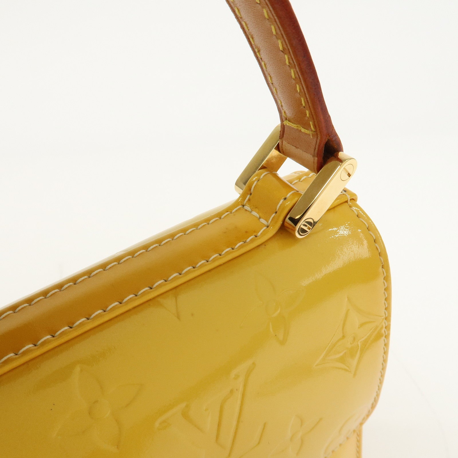 Louis Vuitton Vernis Spring Street Hand Bag LimeYellow M91068 Used