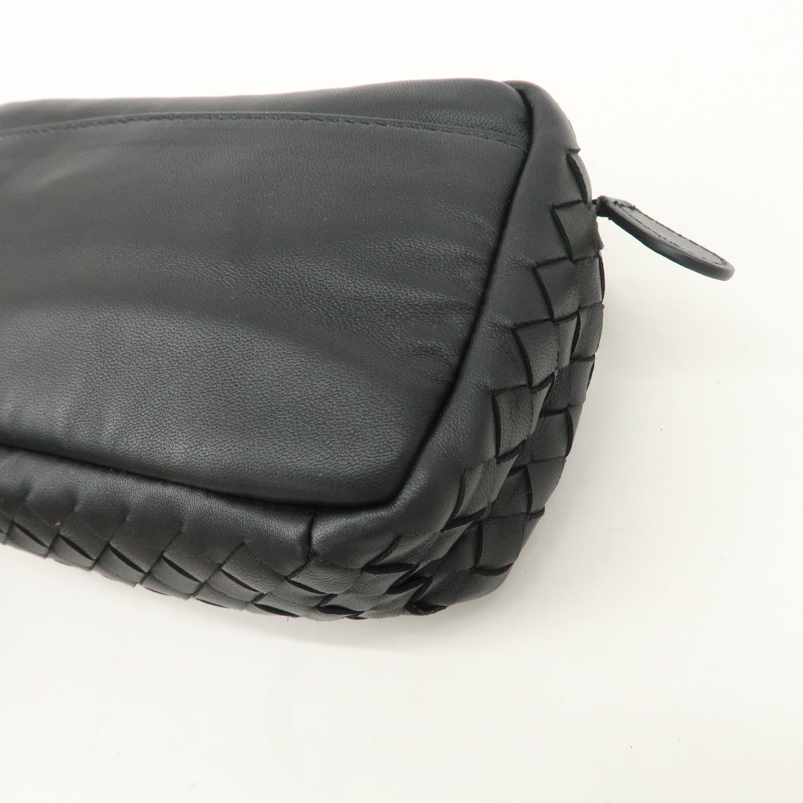 BOTTEGA VENETA Intrecciato Leather Pouch Cosmetic Pouch Black