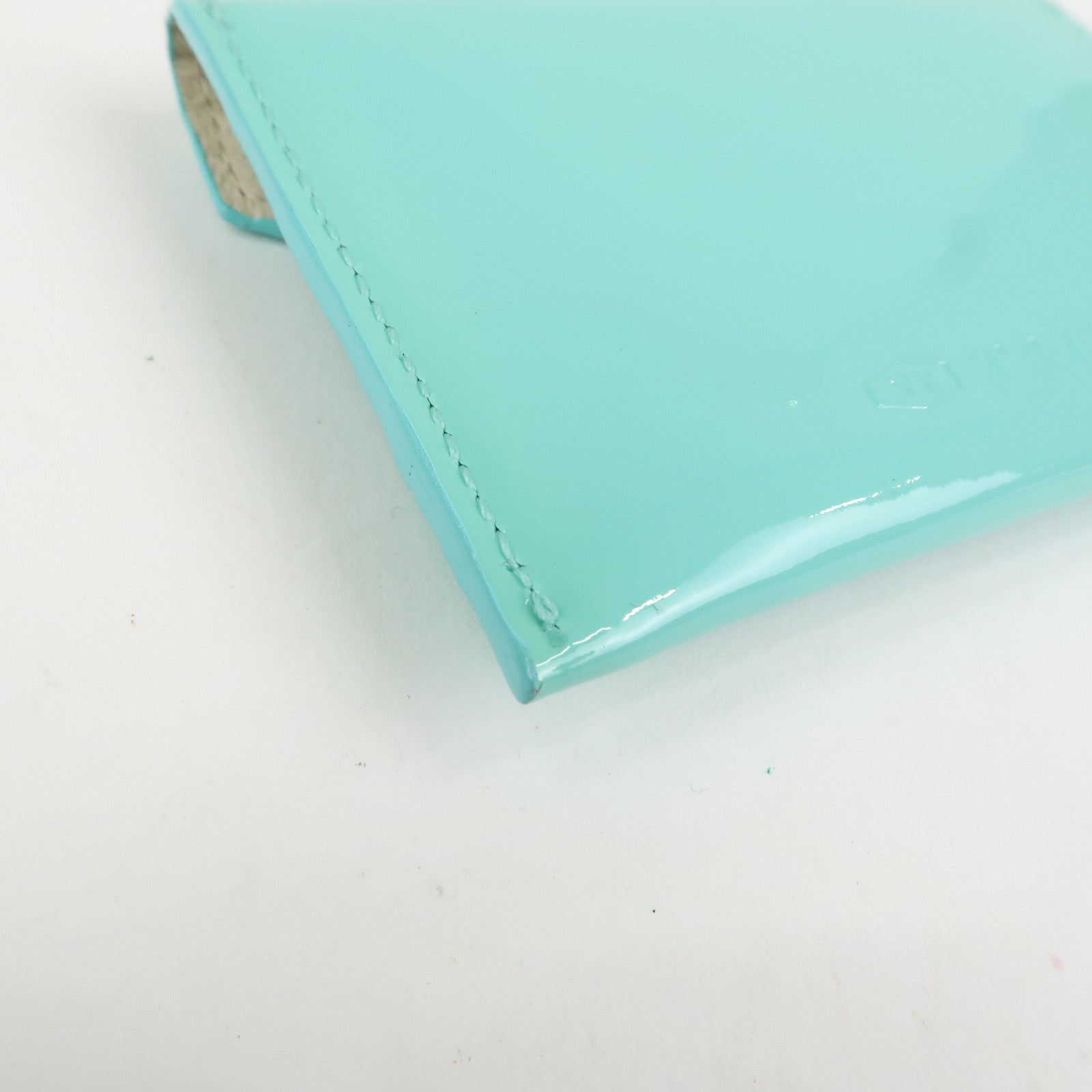 Tiffany&Co. Patent Leather Card Case Card Holder Blue Used