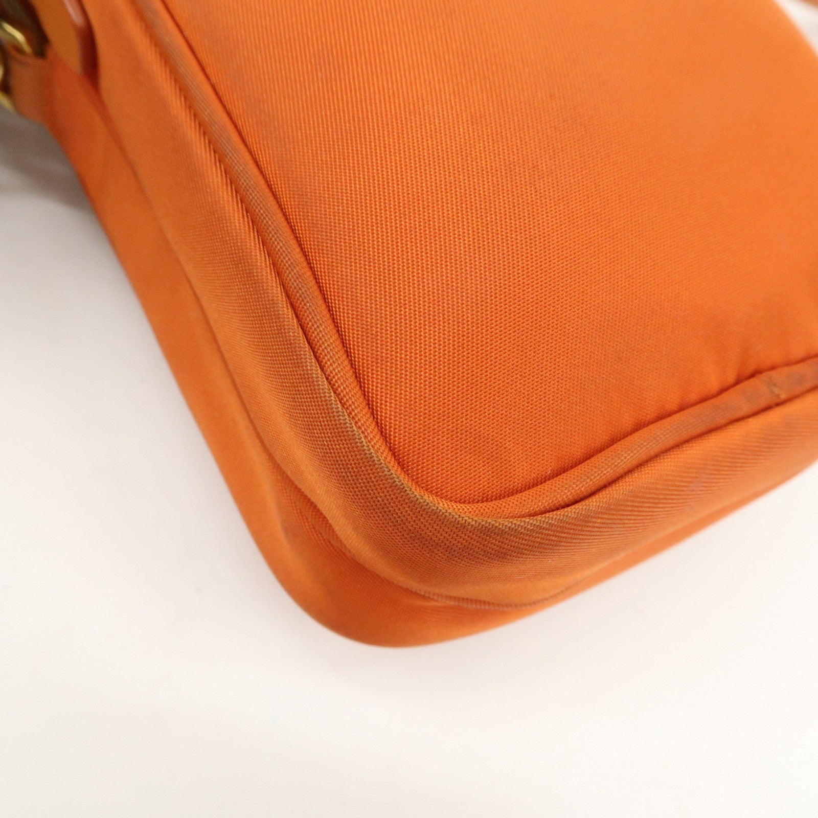 PRADA Nylon Leather Shoulder Bag Crossbody Bag Orange