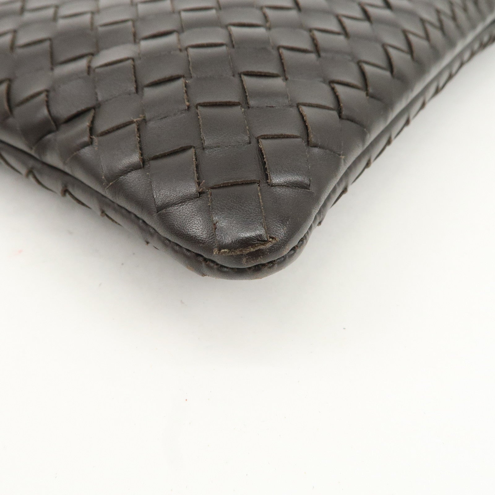 BOTTEGA VENETA Intrecciato Leather Clutch Bag Brown 174645